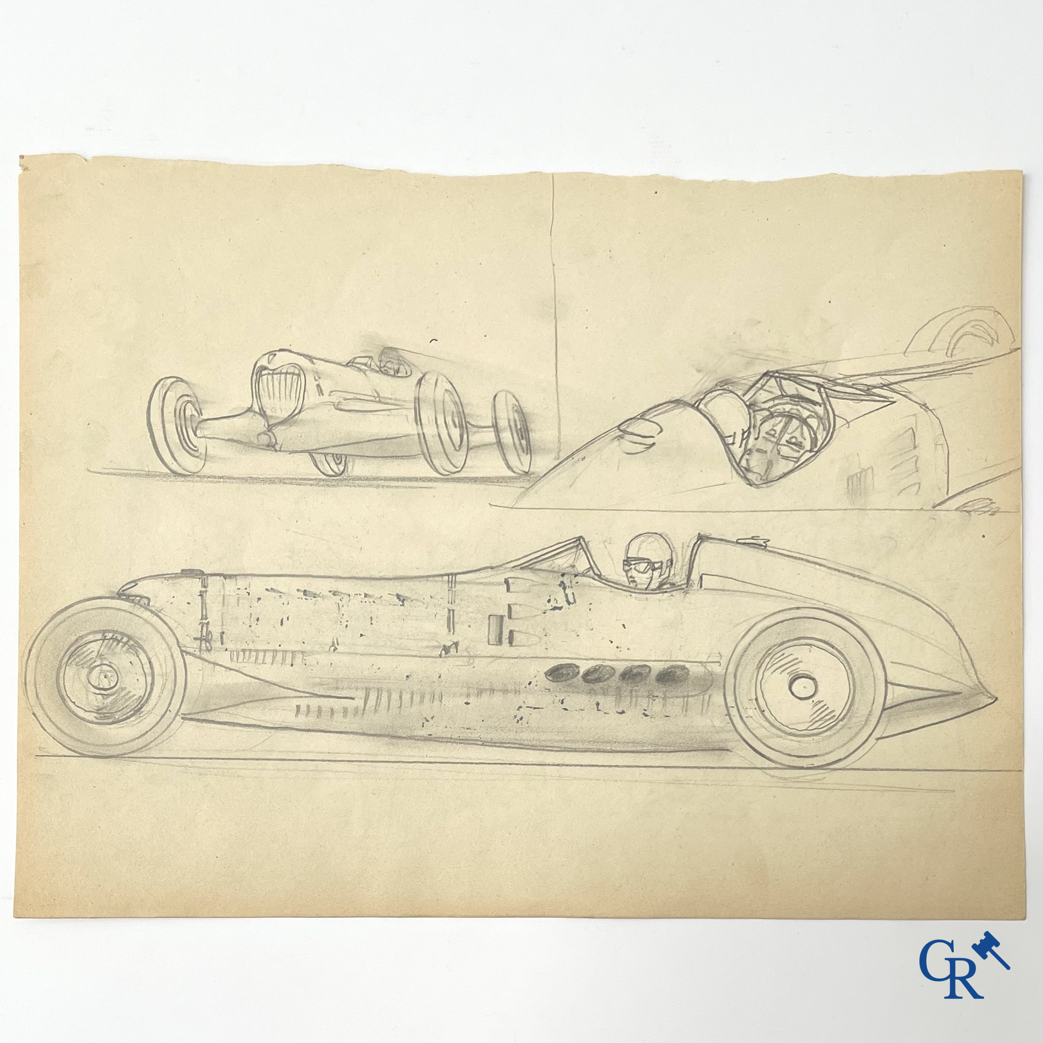 Géo Ham, (Georges Hamel, 1900-1972) "Bolide" Esquisse, crayon sur papier. Années '30.