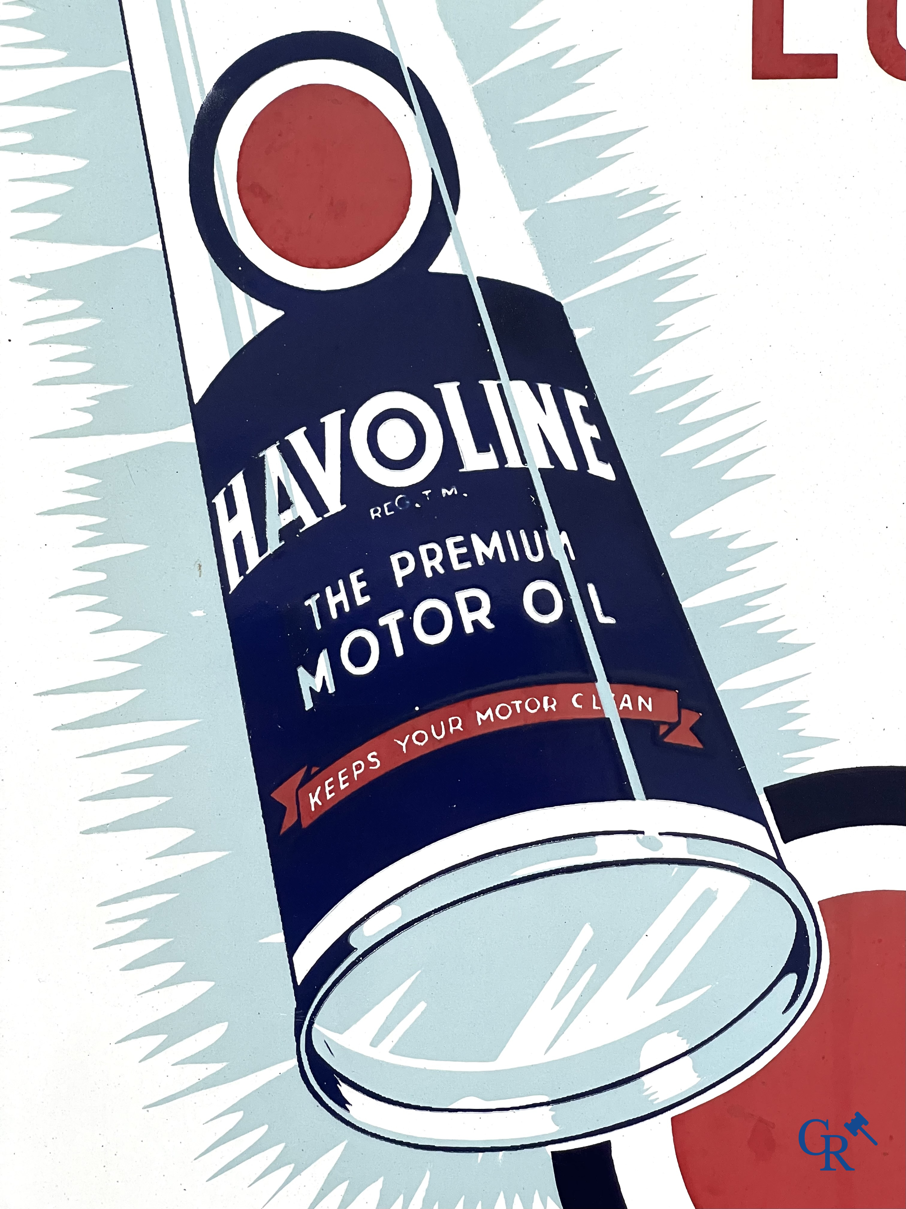 Havoline, enamel advertising sign for motor oil Havoline from the Caltex Petroleum Company. T.P. Bruxelles 1950.