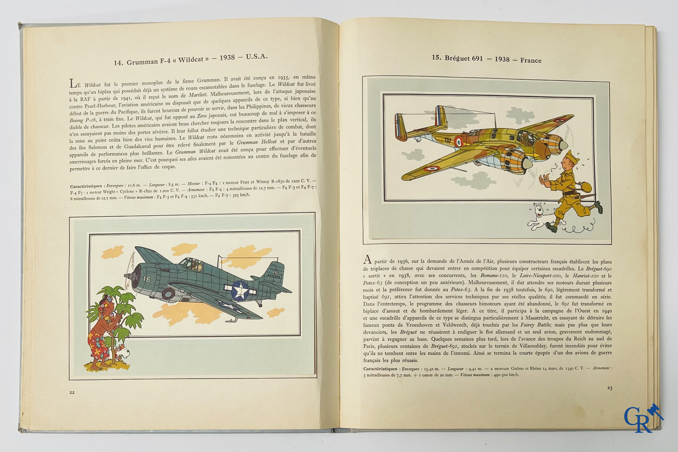 Hergé, L'Aviation Guerre 1939-1945. Collection Voir et Savoir. Copyright 1953. Lombard Brussels.