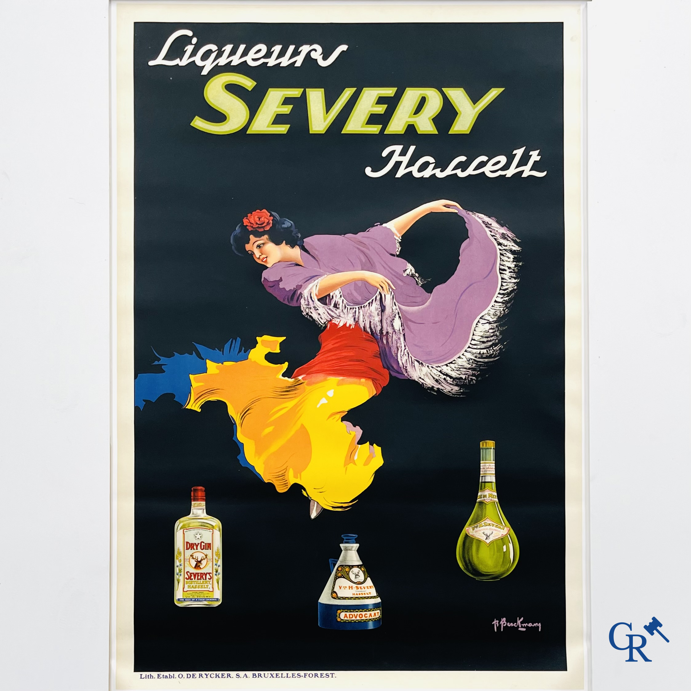 Roger Berckmans, Advertising poster for Liqueurs Severy from distillery Hasselt. Lith. O. De Rycker, Forest Brussels.