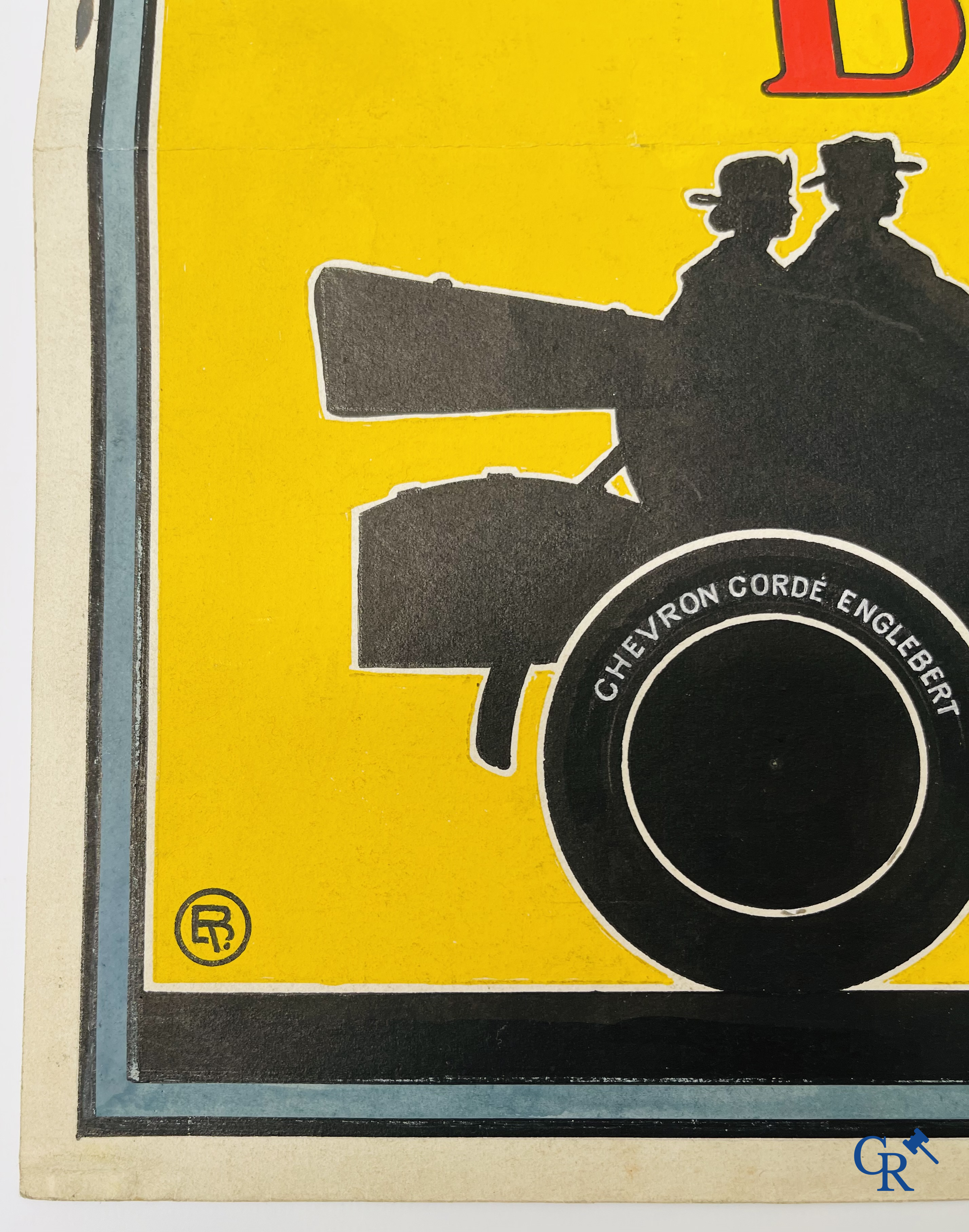 René Boby, Voorstelmodel in gouache voor een publiciteitsaffiche voor de Englebert bandenfabriek te Luik. Circa 1930.