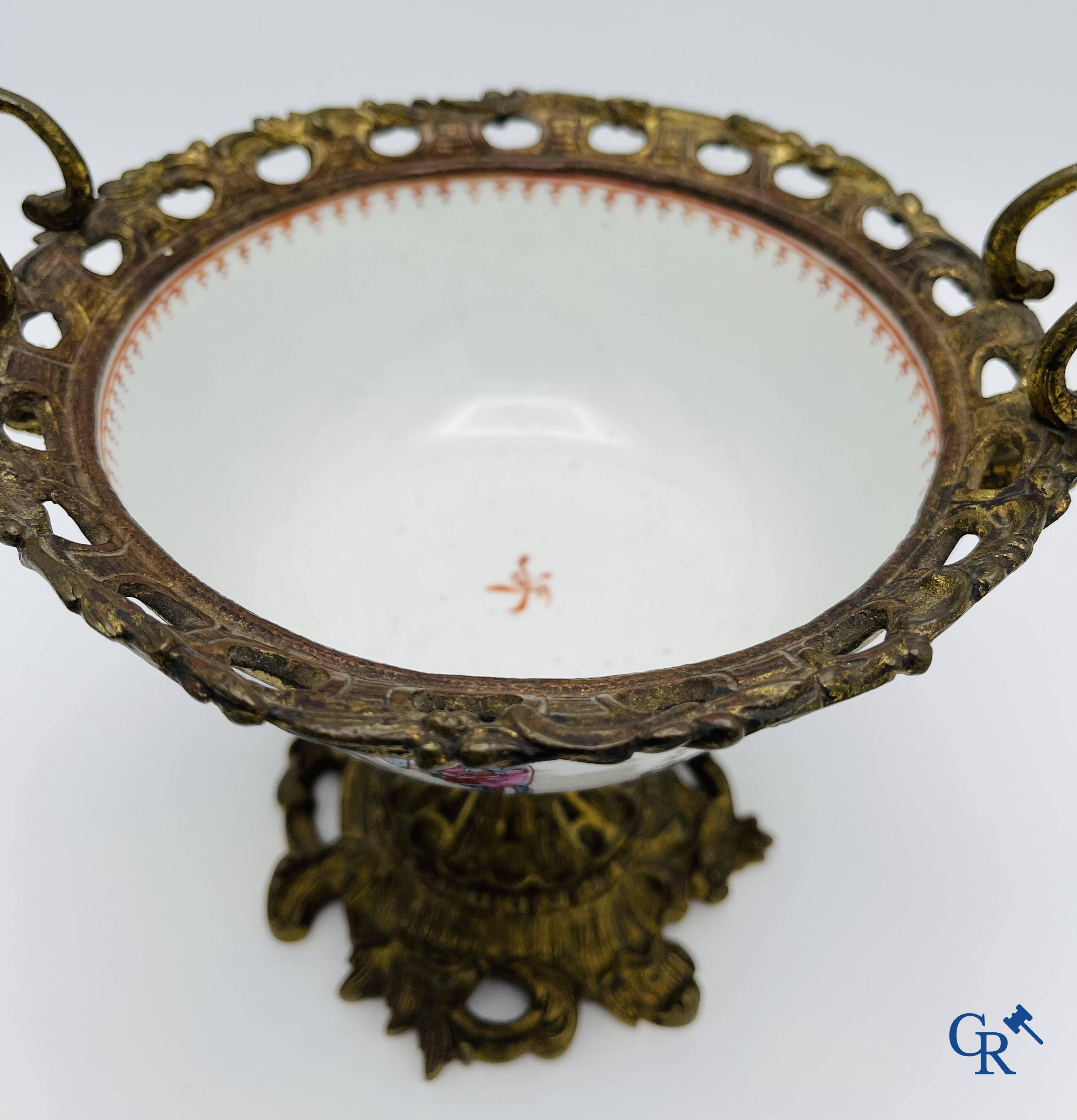 Chinese porcelain: An 18th century gilt-bronze mounted bowl in Chinese export porcelain.