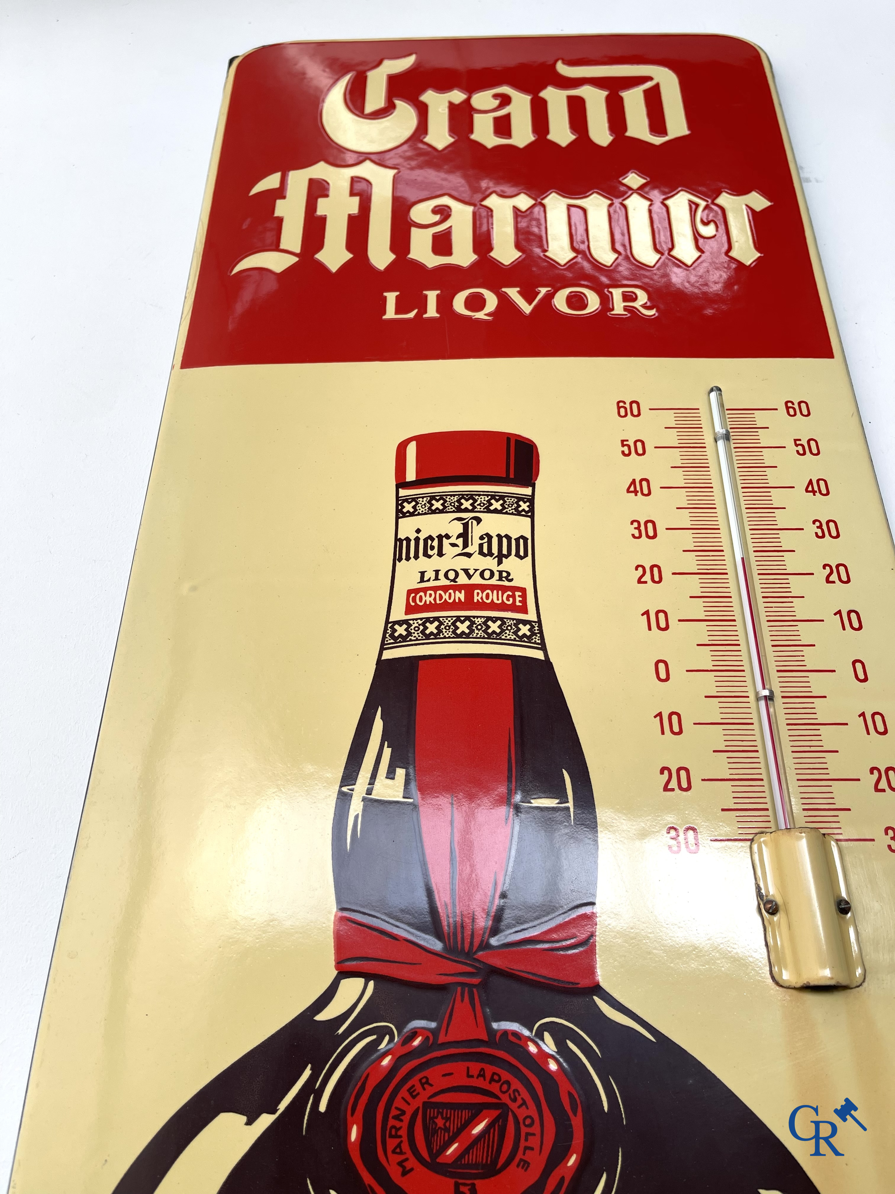 Grand Marnier, Large enamel publicity thermometer for the Grand Marnier liqueur. Enamel Alsacienne Strasbourg.