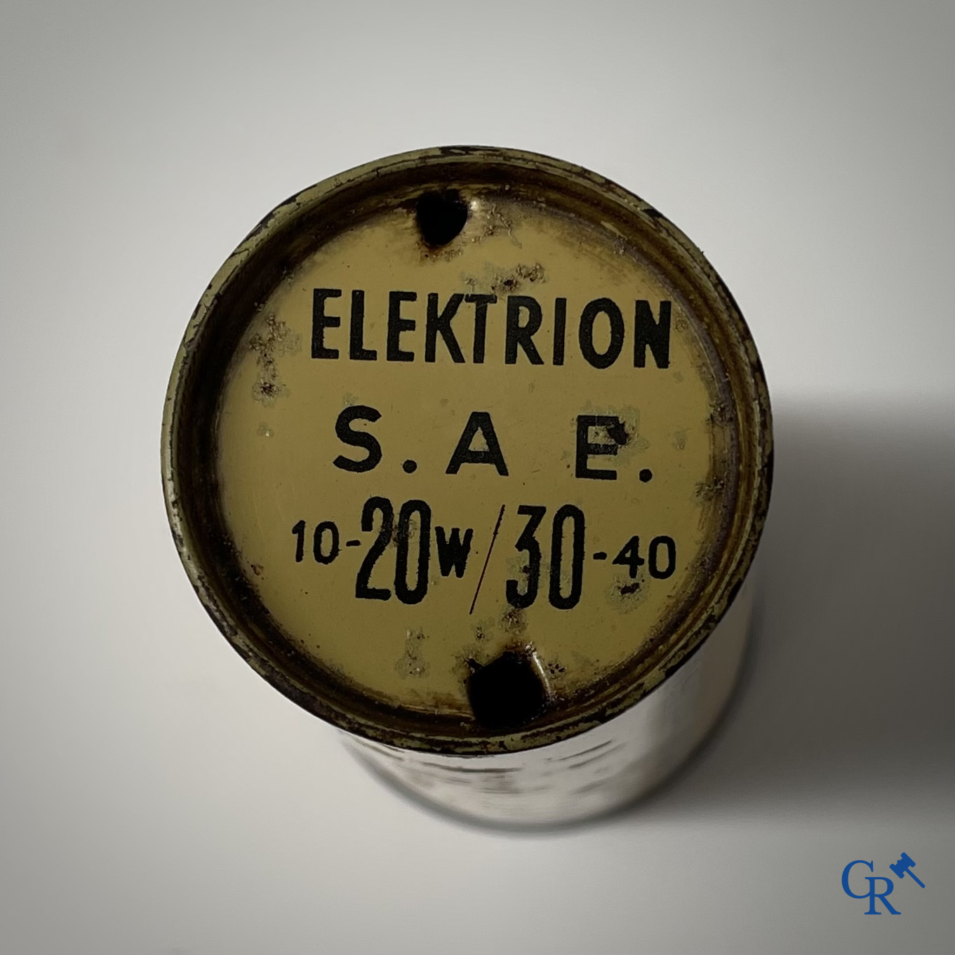 Elektrion, conisch olieblik 1 Liter. Société des Huiles De Cavel & Roegiers S.A. Gand. Ets. J.B. Gabriels Bruxelles.