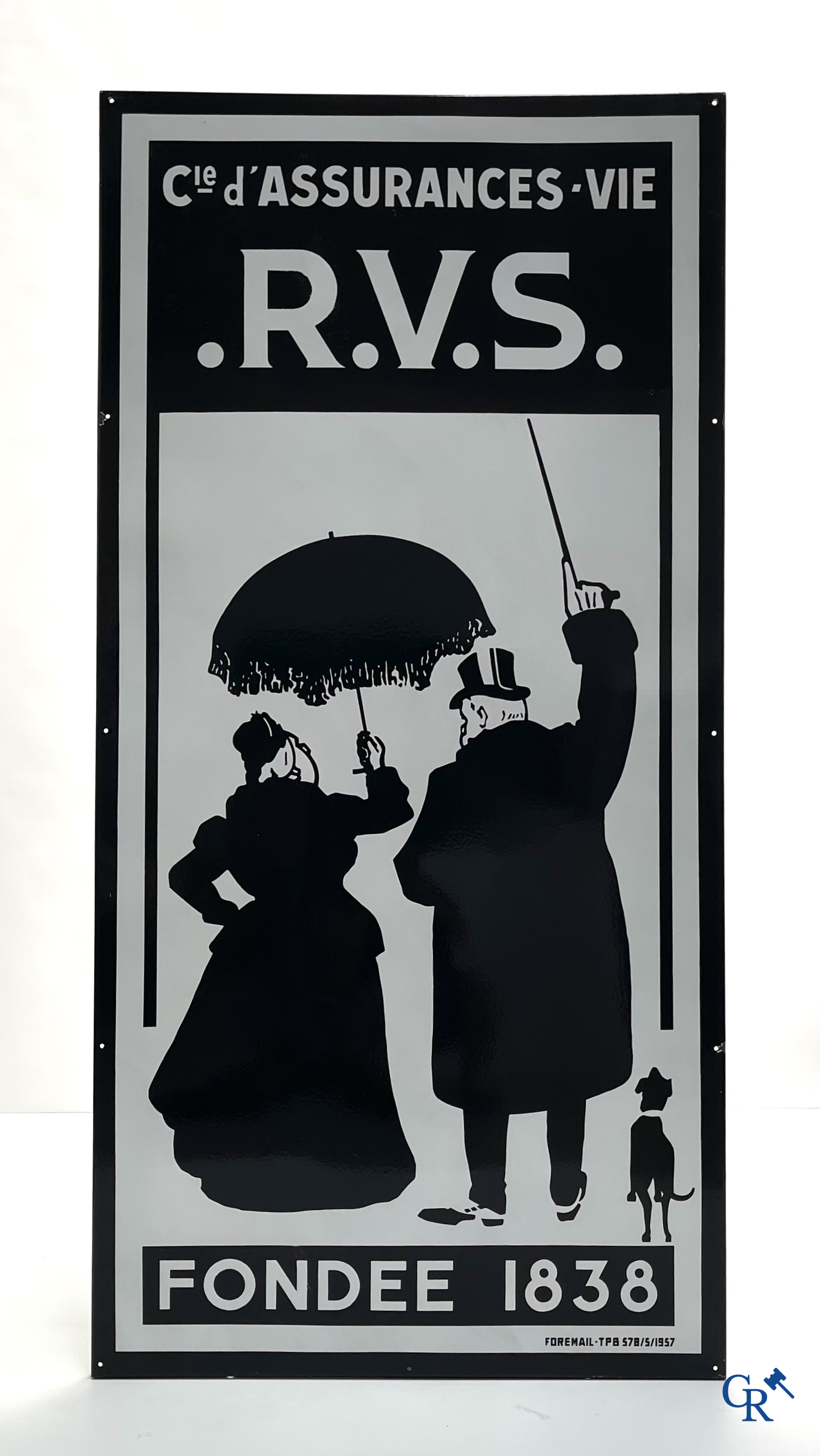 RVS, groot emaille reclamebord voor de Rotterdamse Verzekerings Sociëteit. Foremail, TPB 1957.