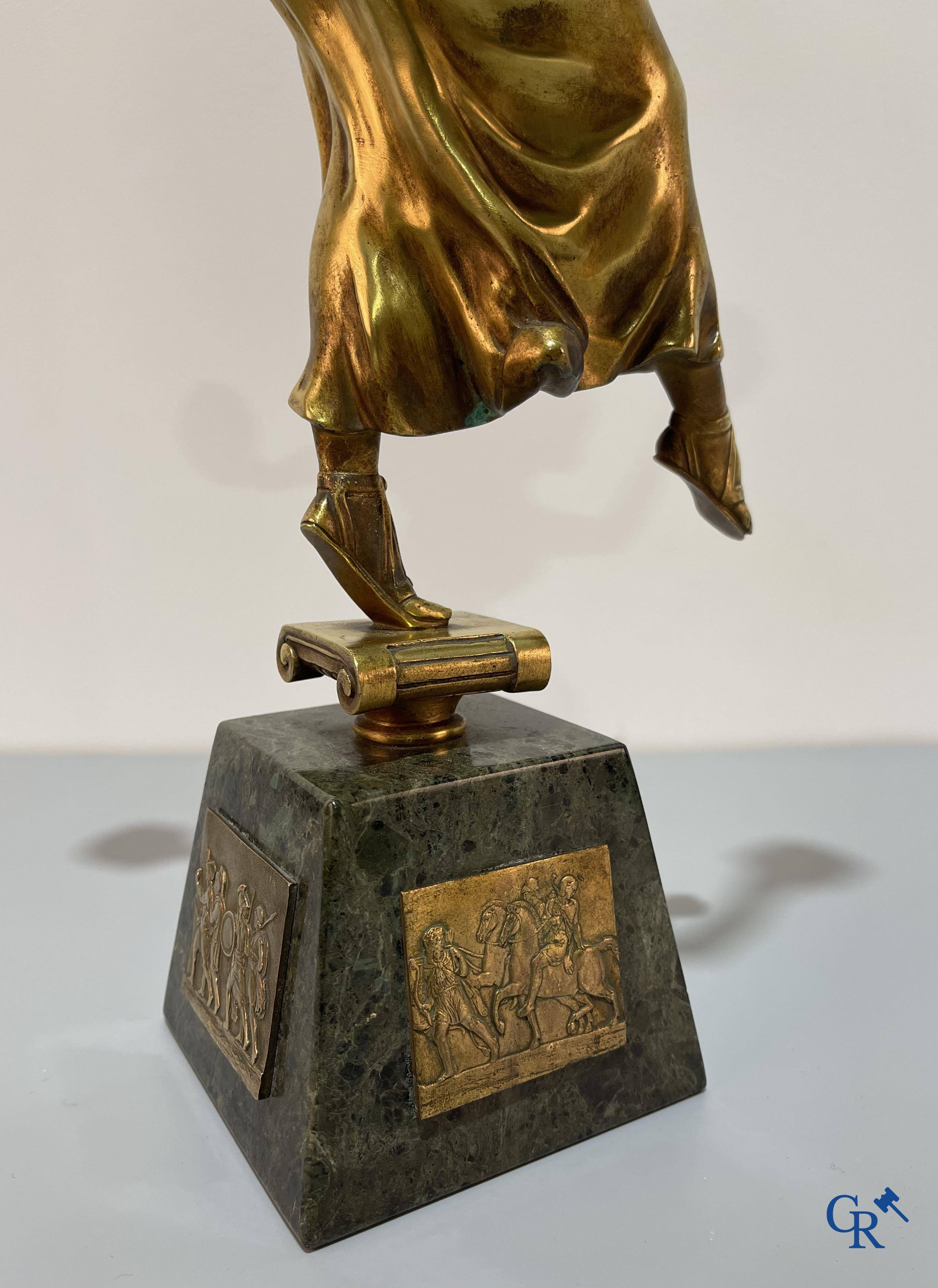 S. Lugli. A bronze Art déco representation of a dancer with tambourines. circa 1910-1920.