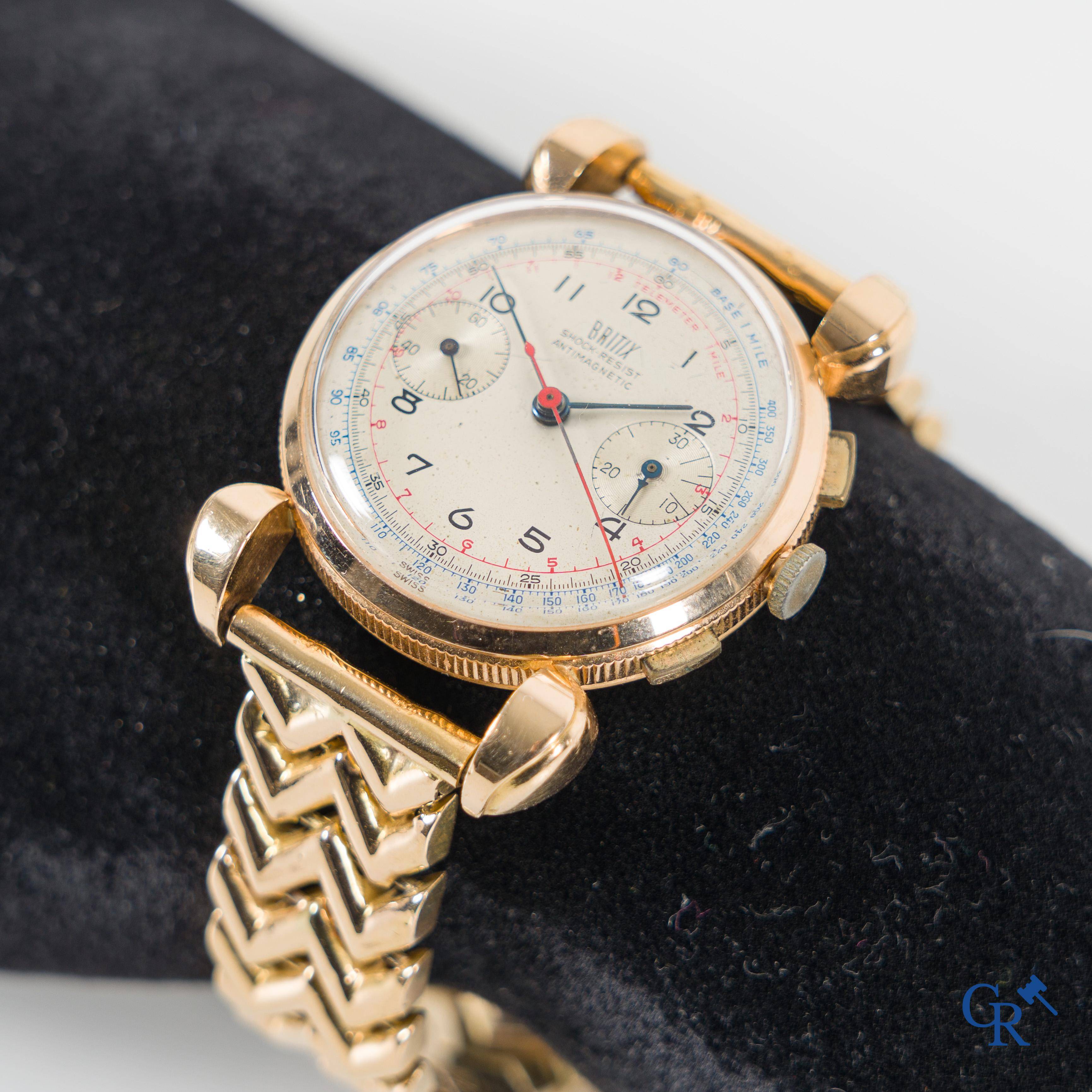 Watches, a men's wristwatch chronograph Britix in gold 750°/00.