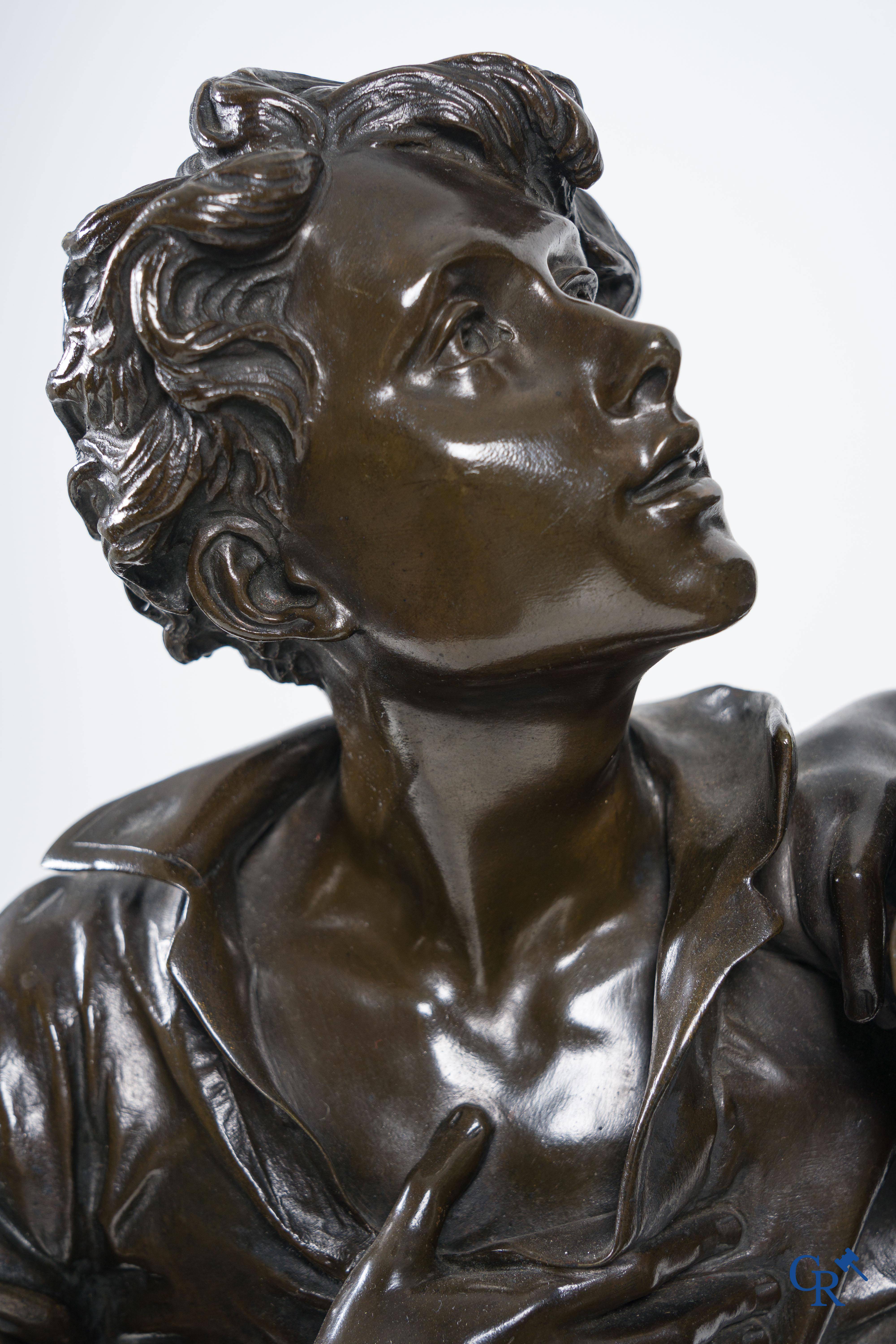 Luca Madrassi (1848-1919) A large bronze statue, couple in love, Signed L. Madrassi Paris and Madrassi.