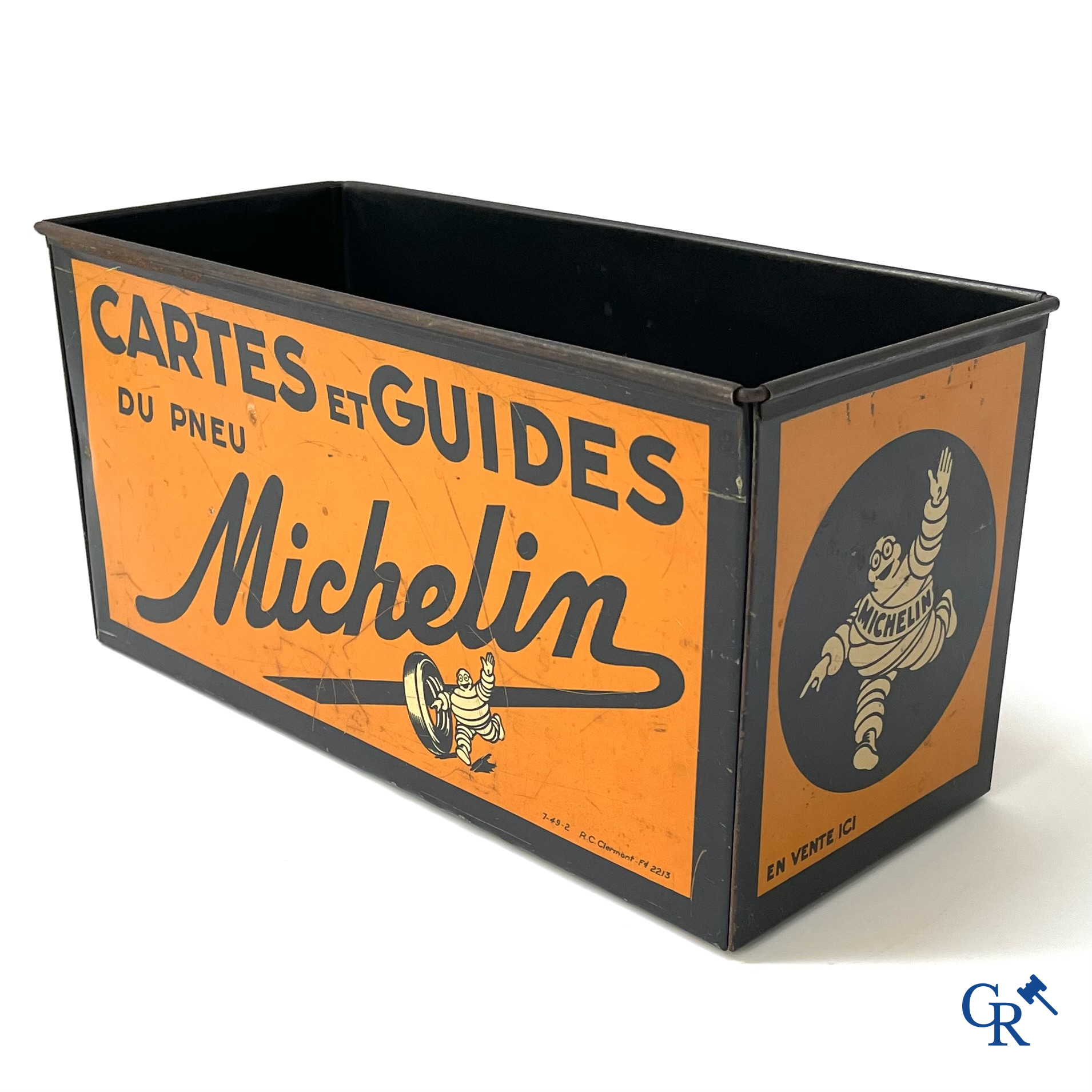 Michelin, a rectangular box in printed tin for Michelin maps and guides.