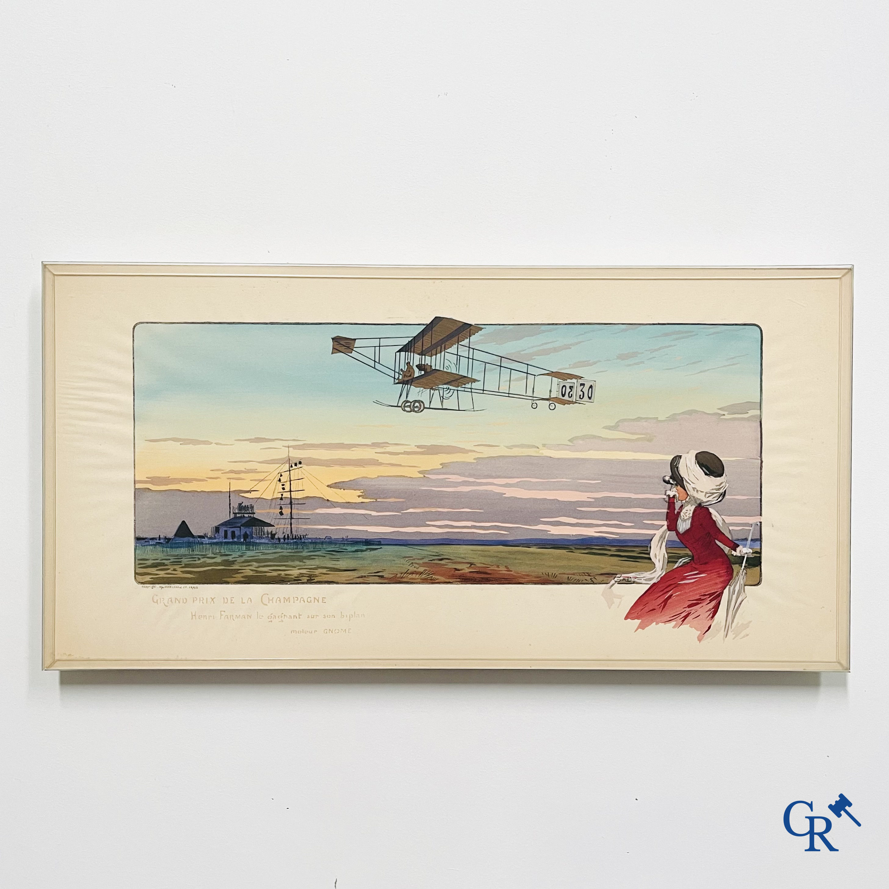 Marguerite Gamy (1883-1936) Grand Prix de la Champagne. Kleuren lithografie. Mabileau et Comp. Paris 1909.