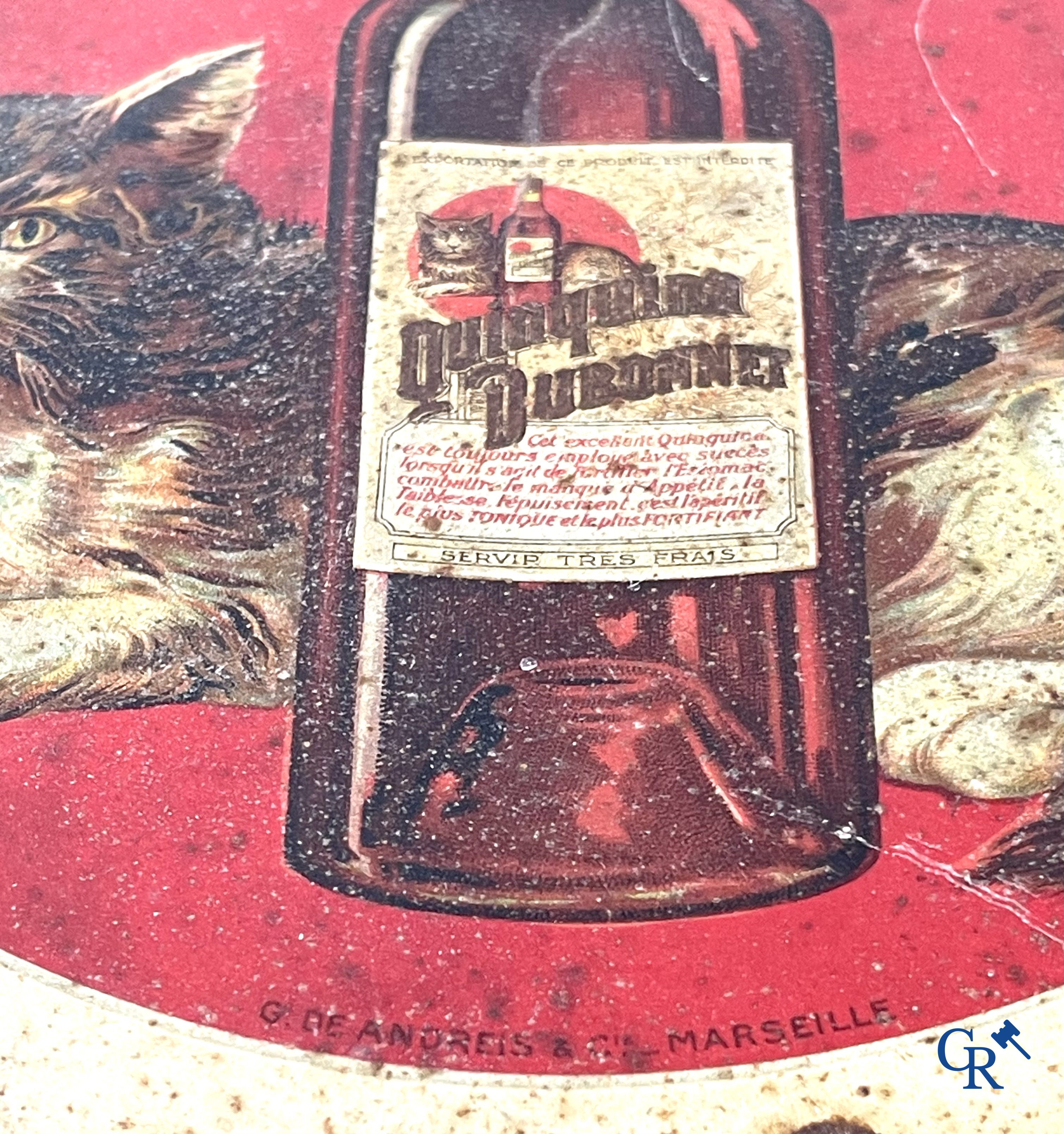 Dubonnet, Publicity printed on metal for Dubonnet, Vin Tonique au Quinquina. Imp. G. De Andreis & Cie. 1920's.