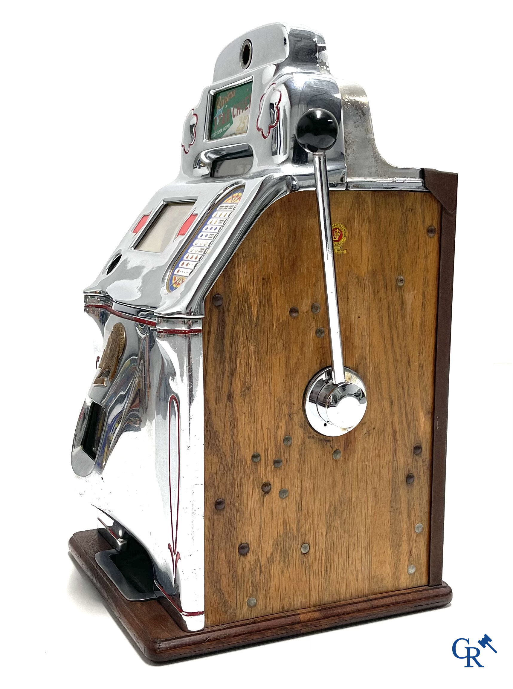 Jackpot, one-armed bandit, Jennings & Company Chicago. Riviera Star Chief Super Jackpot. Numbered.