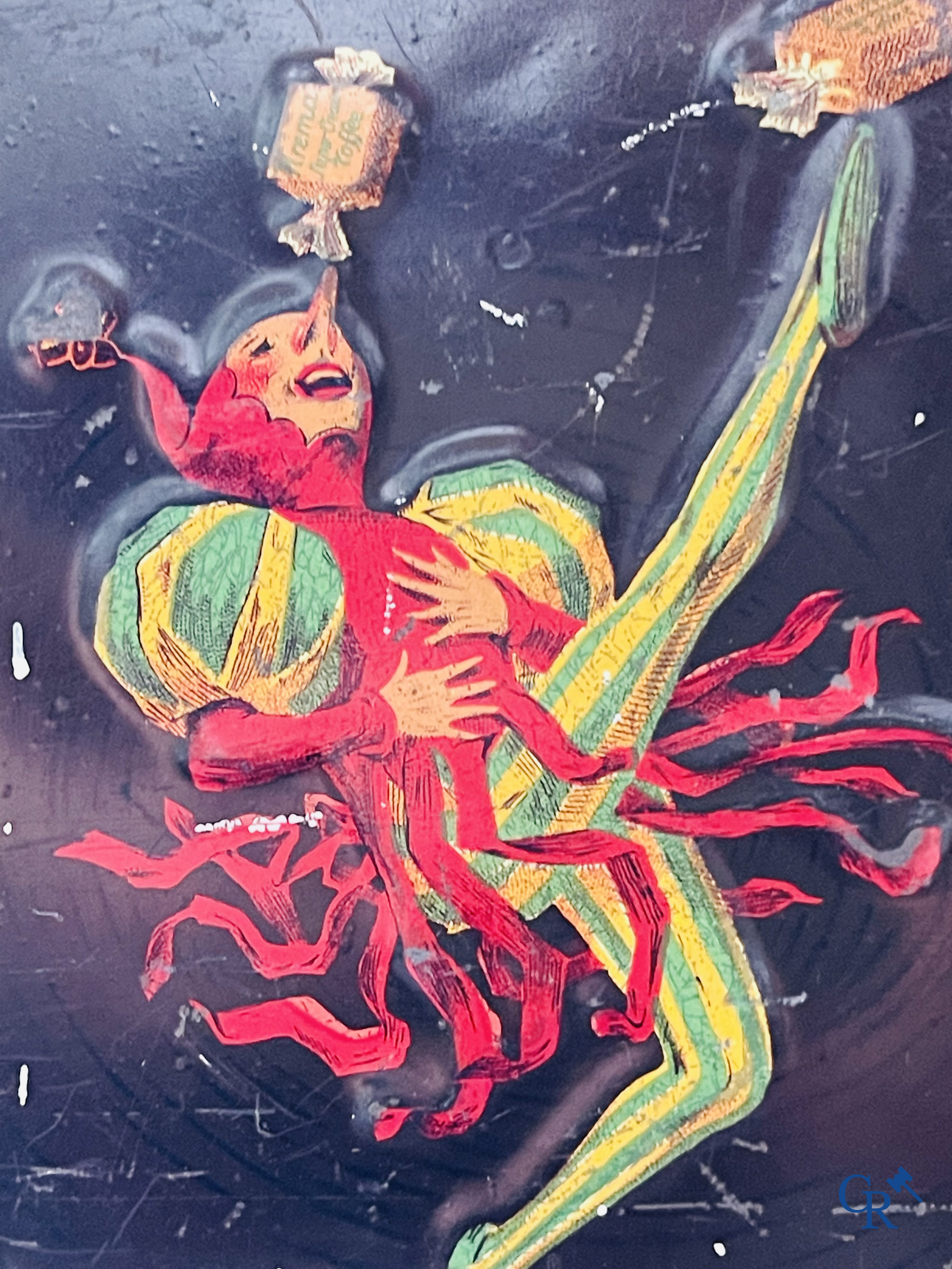 "Krema", Le meilleur bonbon au beurre. Blikdoos met een illustratie van Jean D'Ylen. G. De Andreis & Cie Marseille.