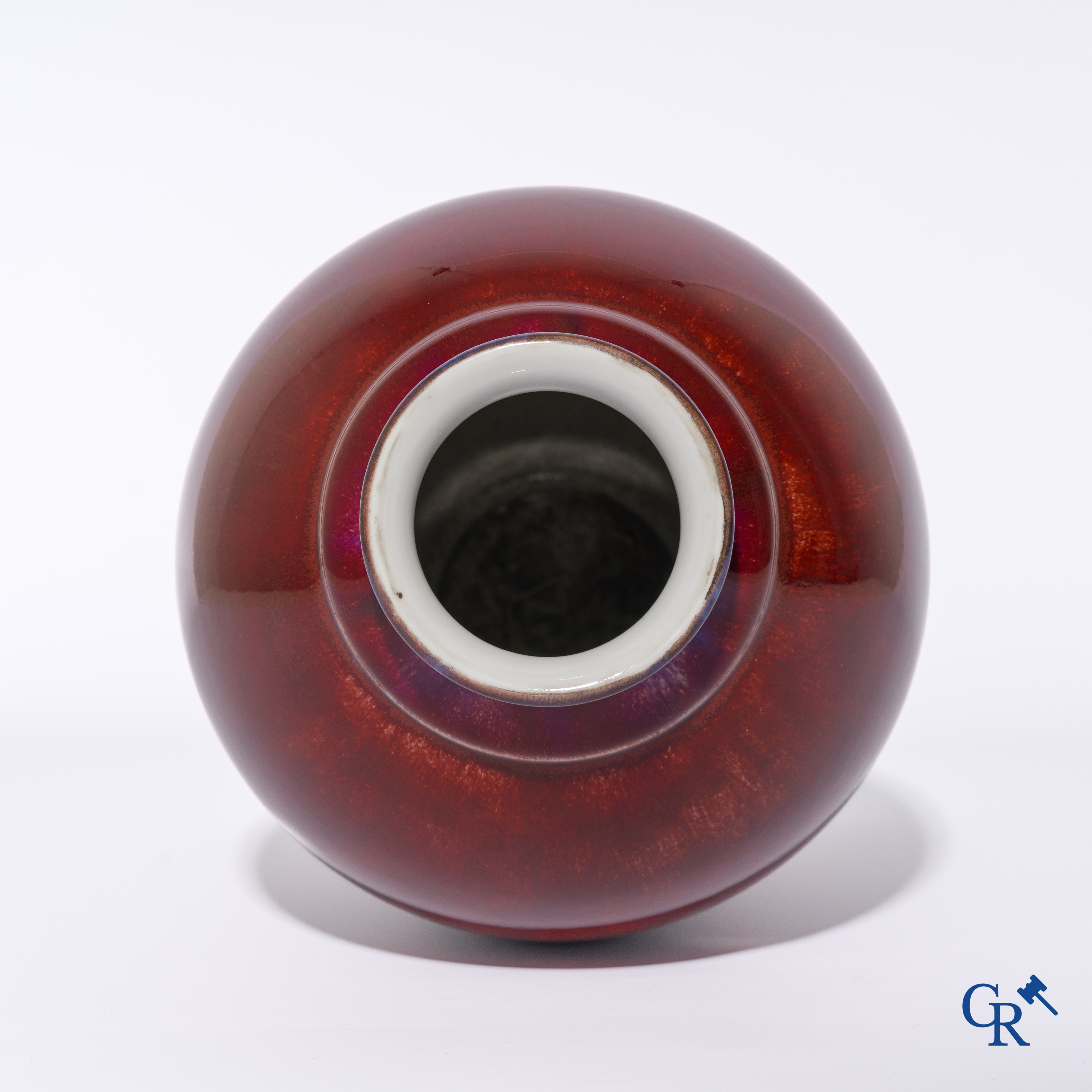 Art Deco, Manufacture Nationale de Sevres. Enamelled porcelain vase "Sang de boeuf". Stamp, dated 1926 and letters DN.