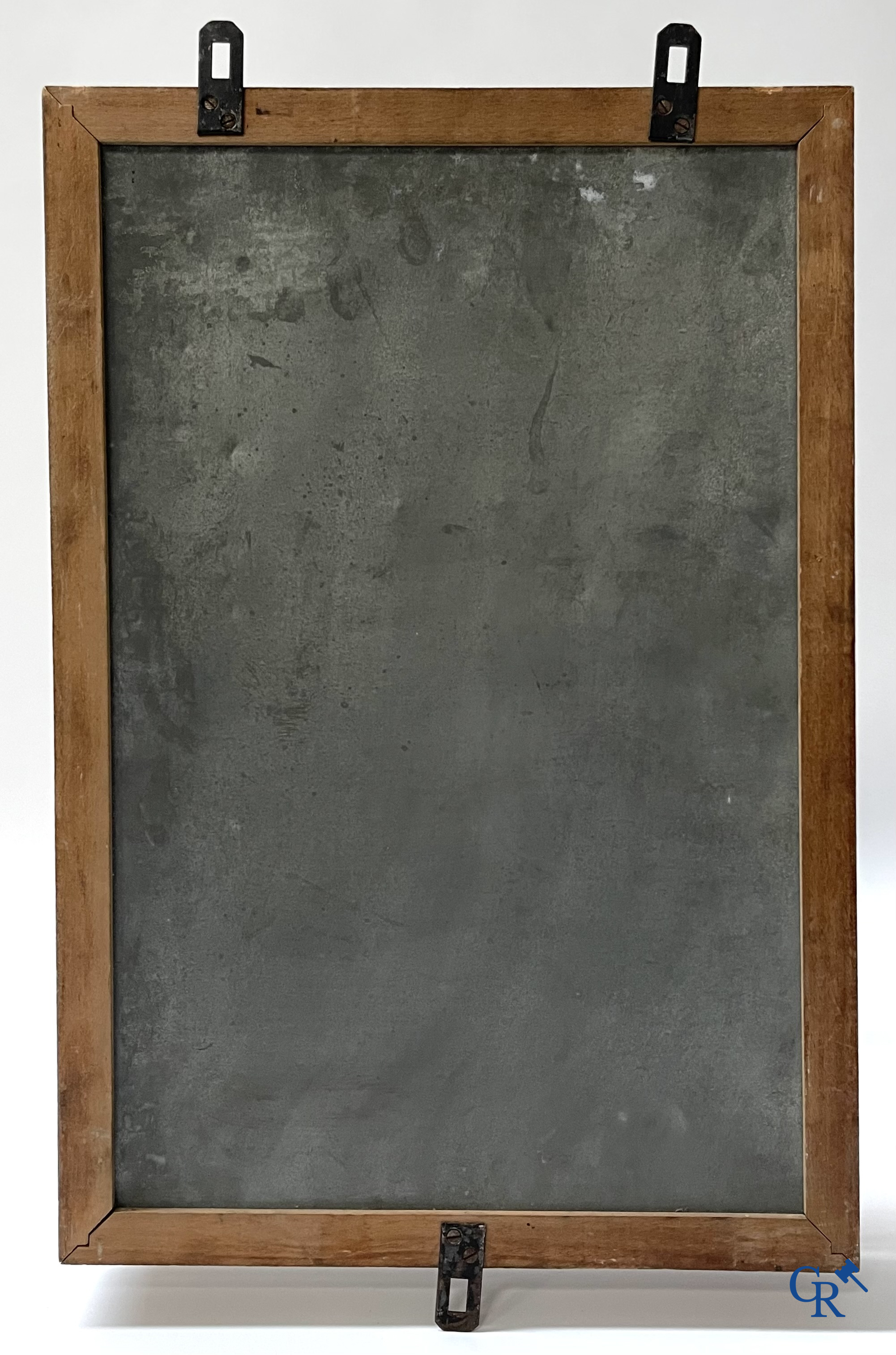 Blue Band Margarine, Rare enamelled advertising barometer in a wooden frame for Blue Band. 1920's.