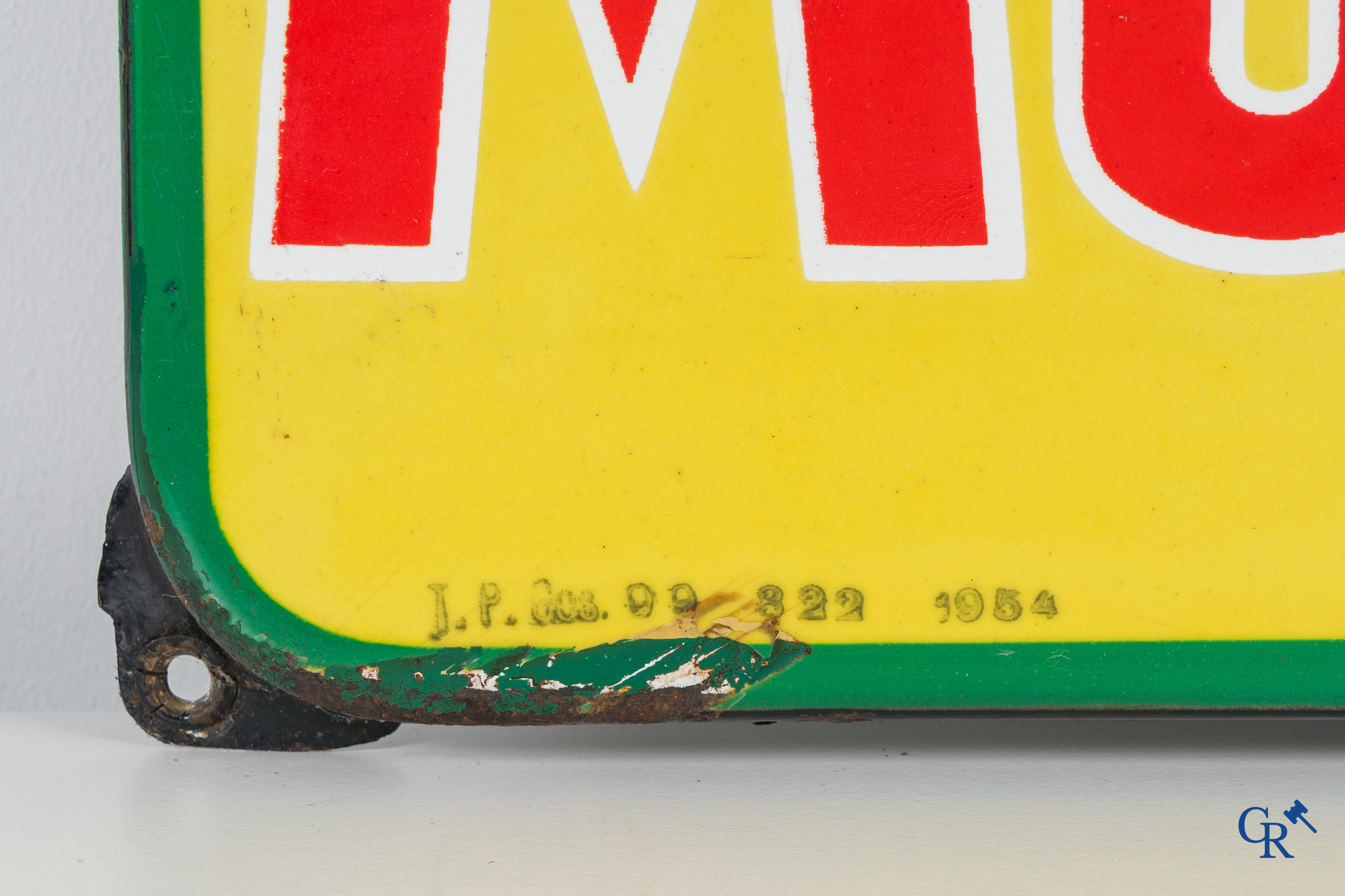 Semois Mon Tabac, Tabak Welta. A pair of enamel advertising signs for Achille Welle tobacco products. 1954.