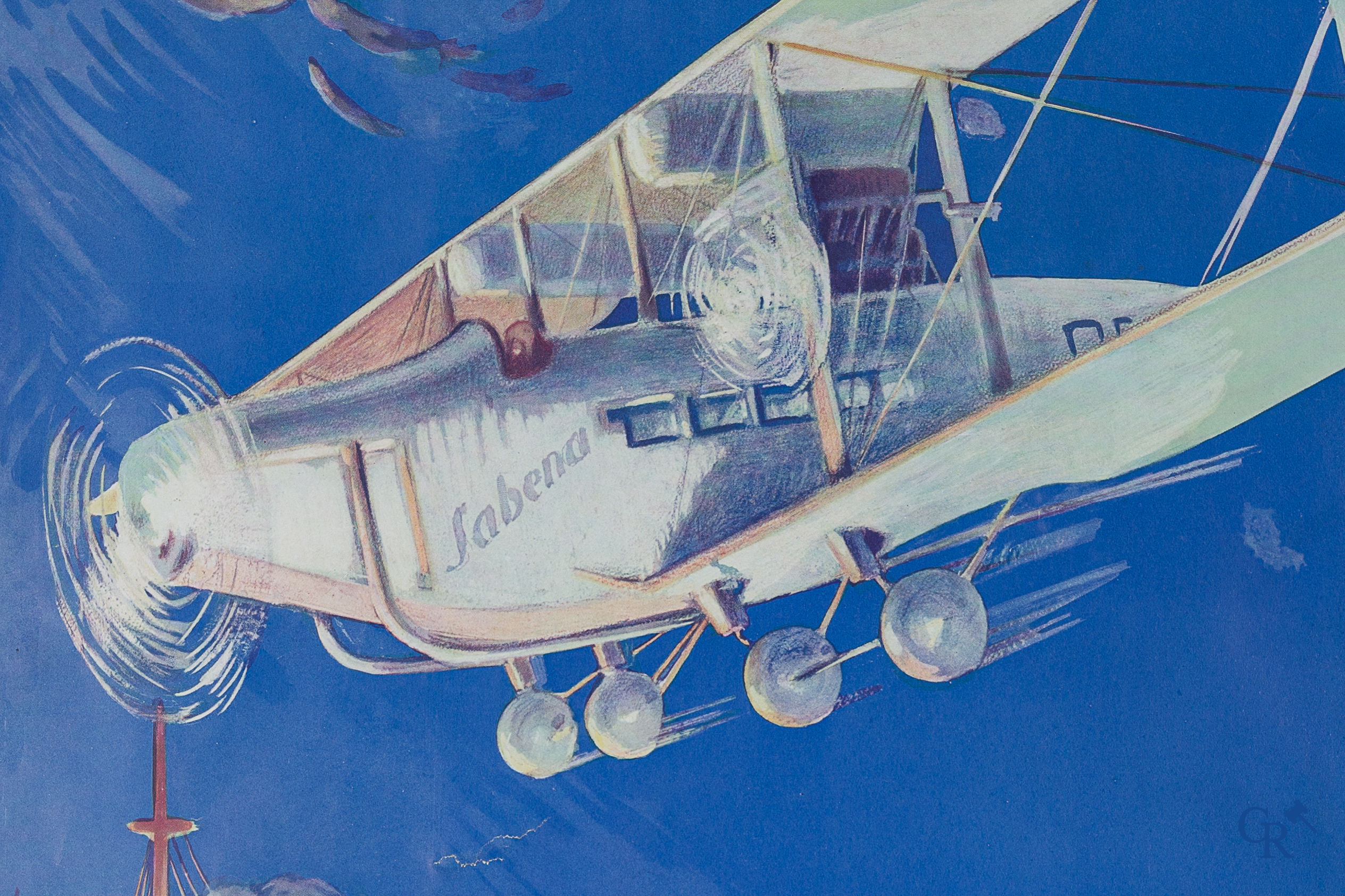 Jacques Ochs (1883-1971) Rare publicity poster for Sabena, Réseau aérien du Congo Belge. Schaumans, 1929.