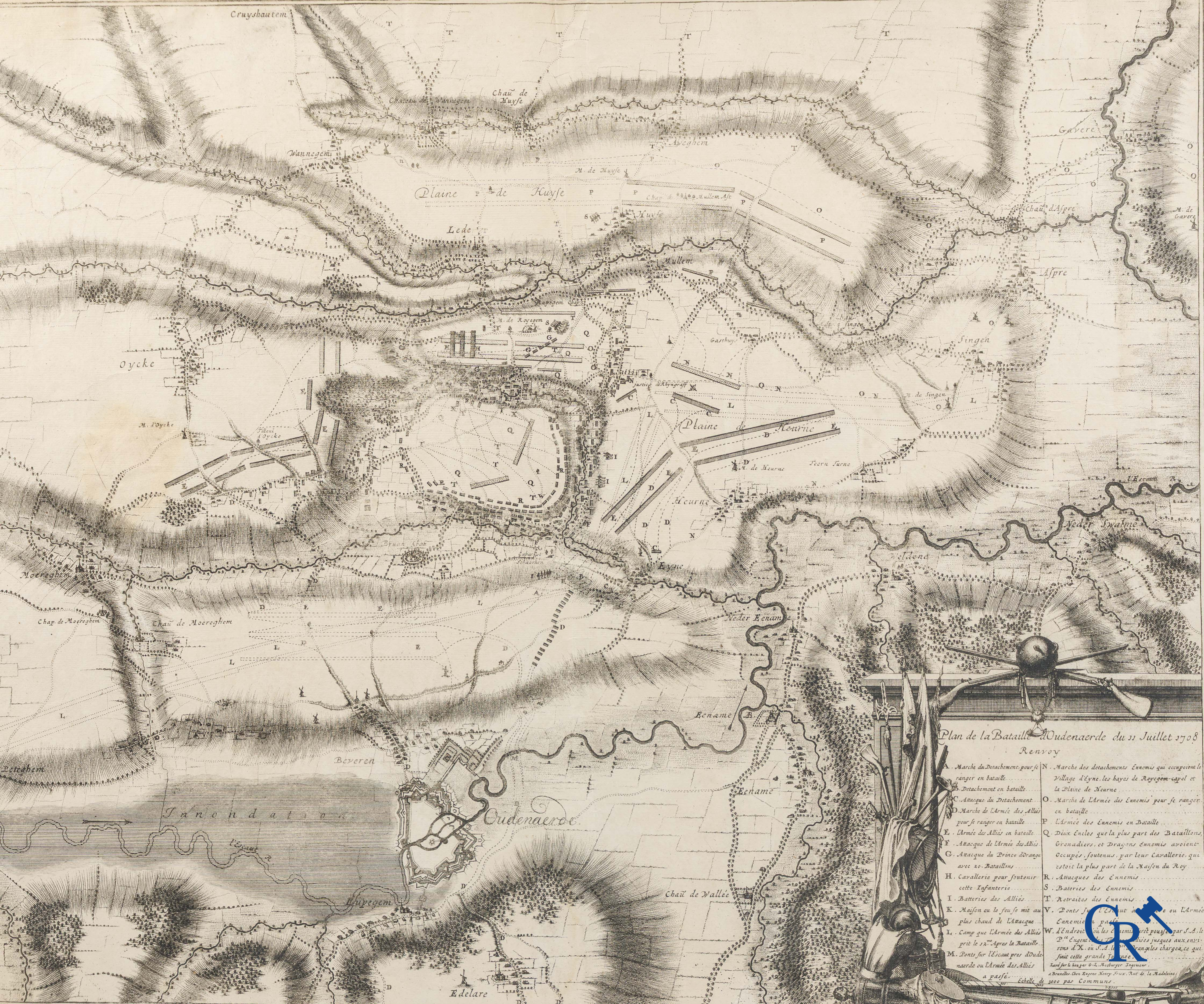 Oudenaarde, 7 antique maps, including battle plans, city and wall plans, etc. 17th-18th century.