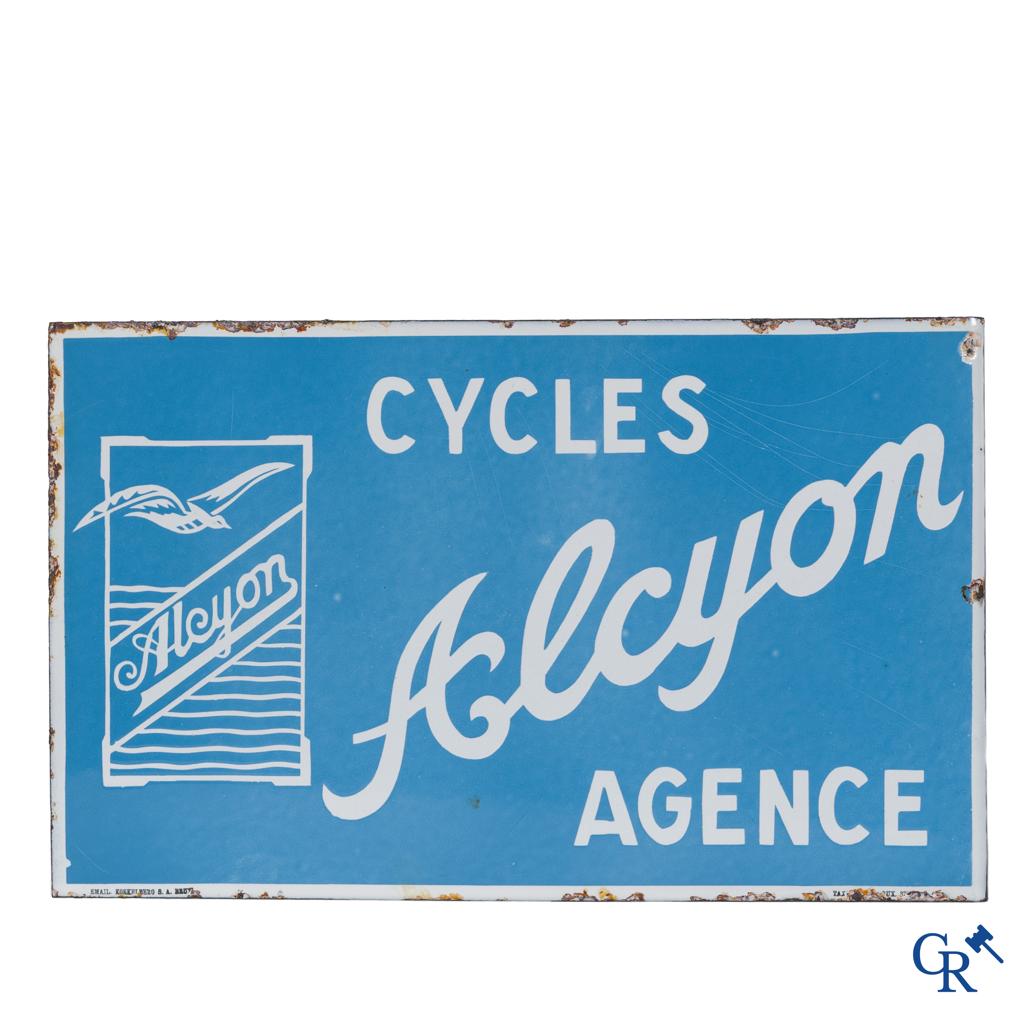 Cycles Alcyon, double-sided enamel advertising sign for the French bicycle brand Alcyon.