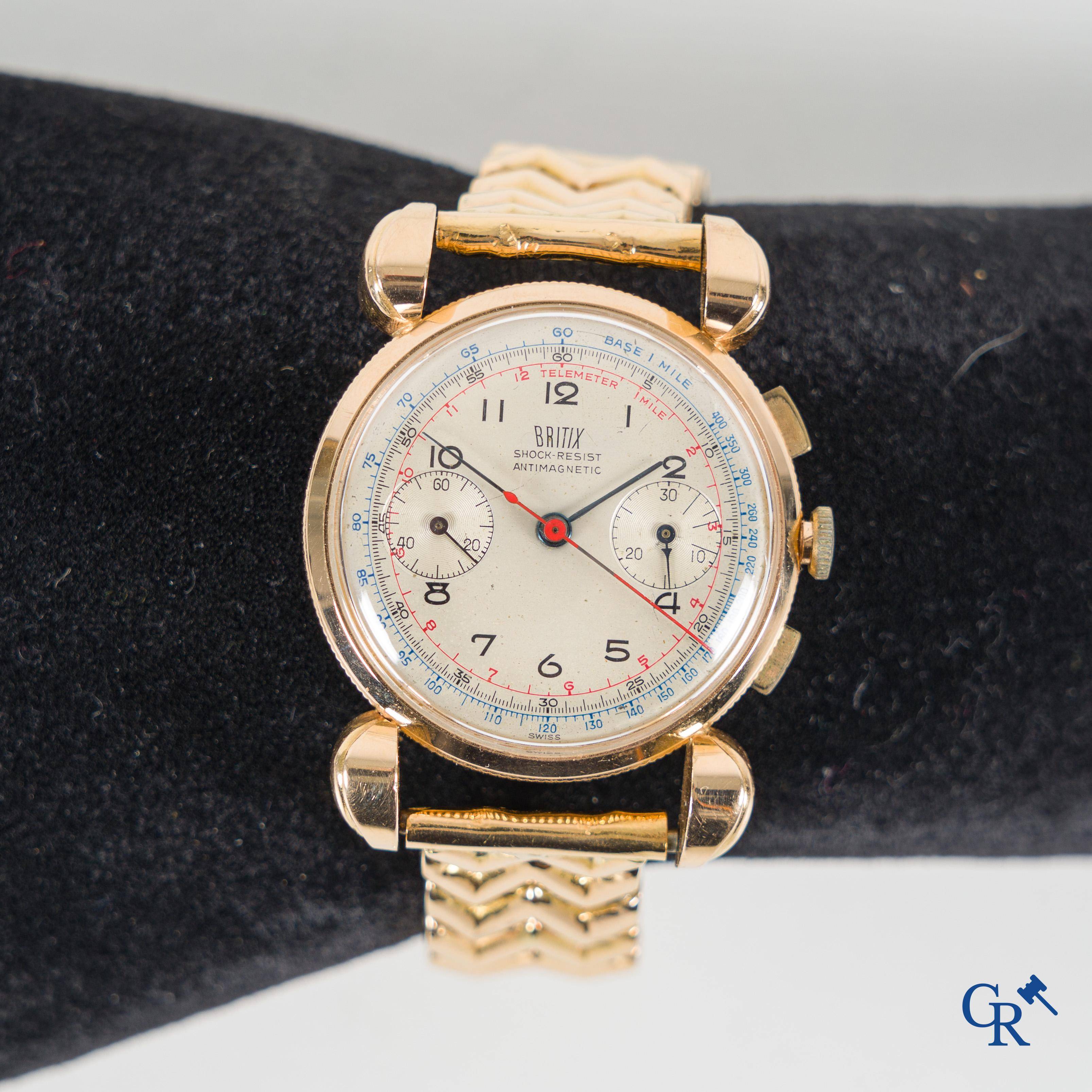 Watches, a men's wristwatch chronograph Britix in gold 750°/00.