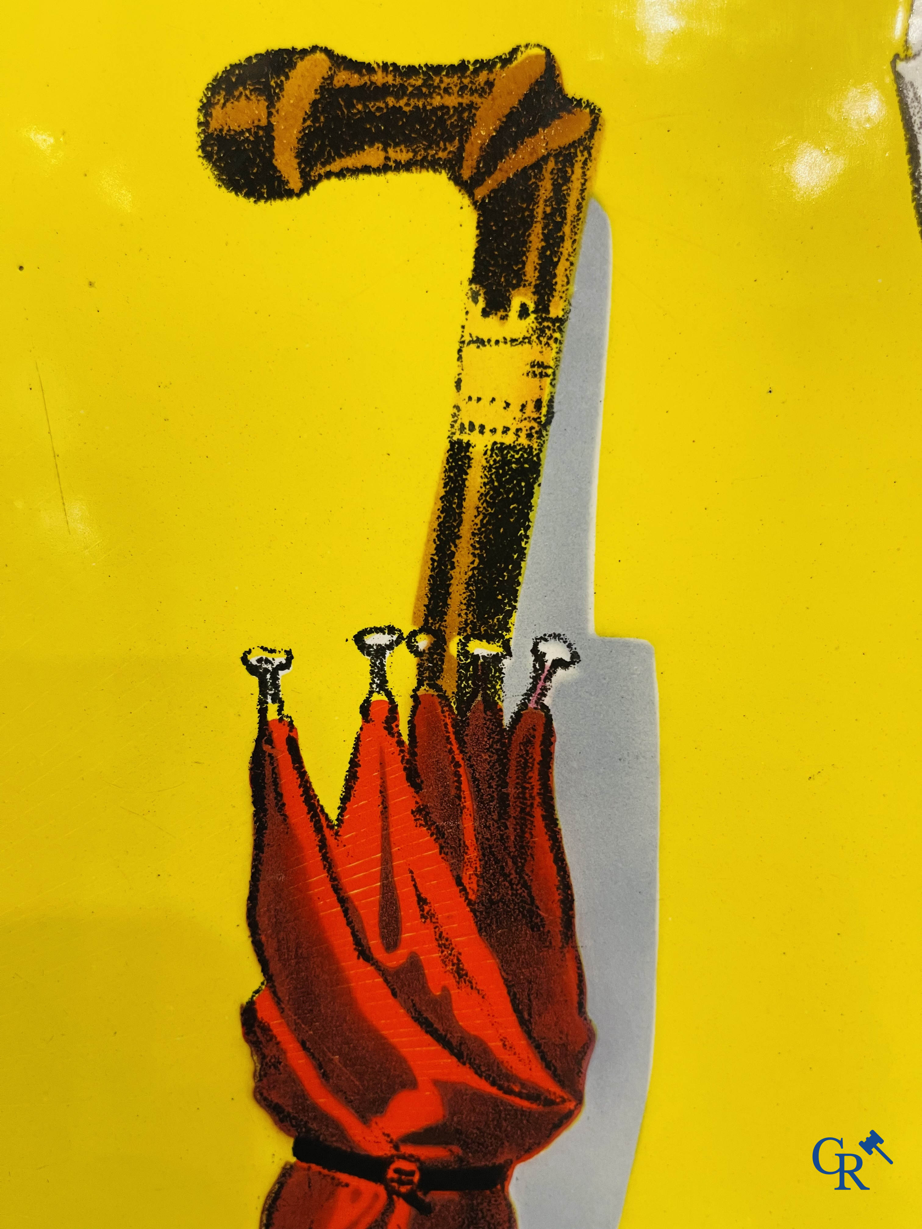 Chocolat Menier, "éviter les contrefaçons", emaille reclamebord naar een ontwerp van Firmin Bouisset.