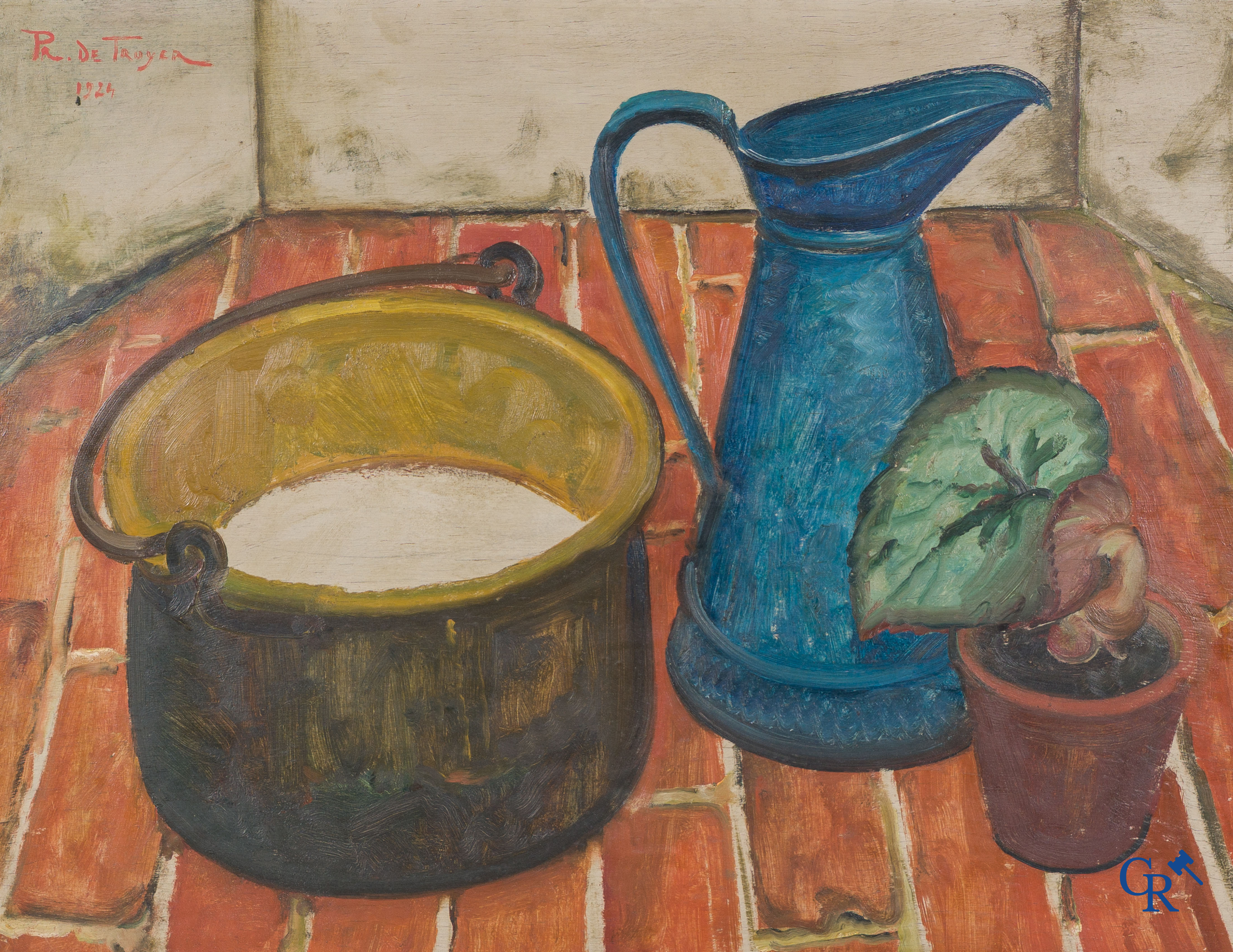 Prosper De Troyer (1880-1961) Stilleven, olie op paneel, 1924. Gesigneerd linksboven.