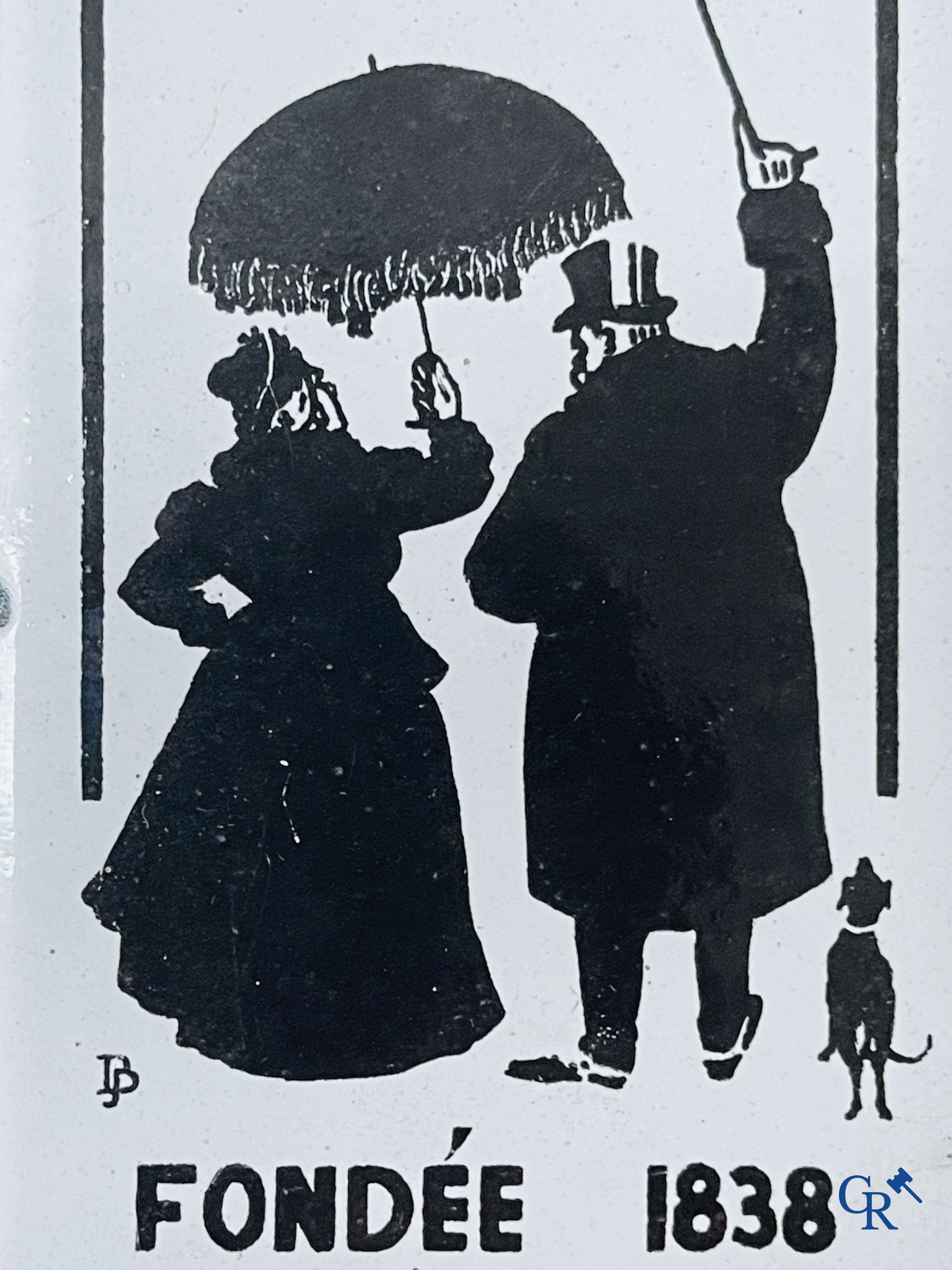 RVS, an enamel door publicity sign designed by Tjeerd Bottema. Emaillerie Koekelberg 1949.