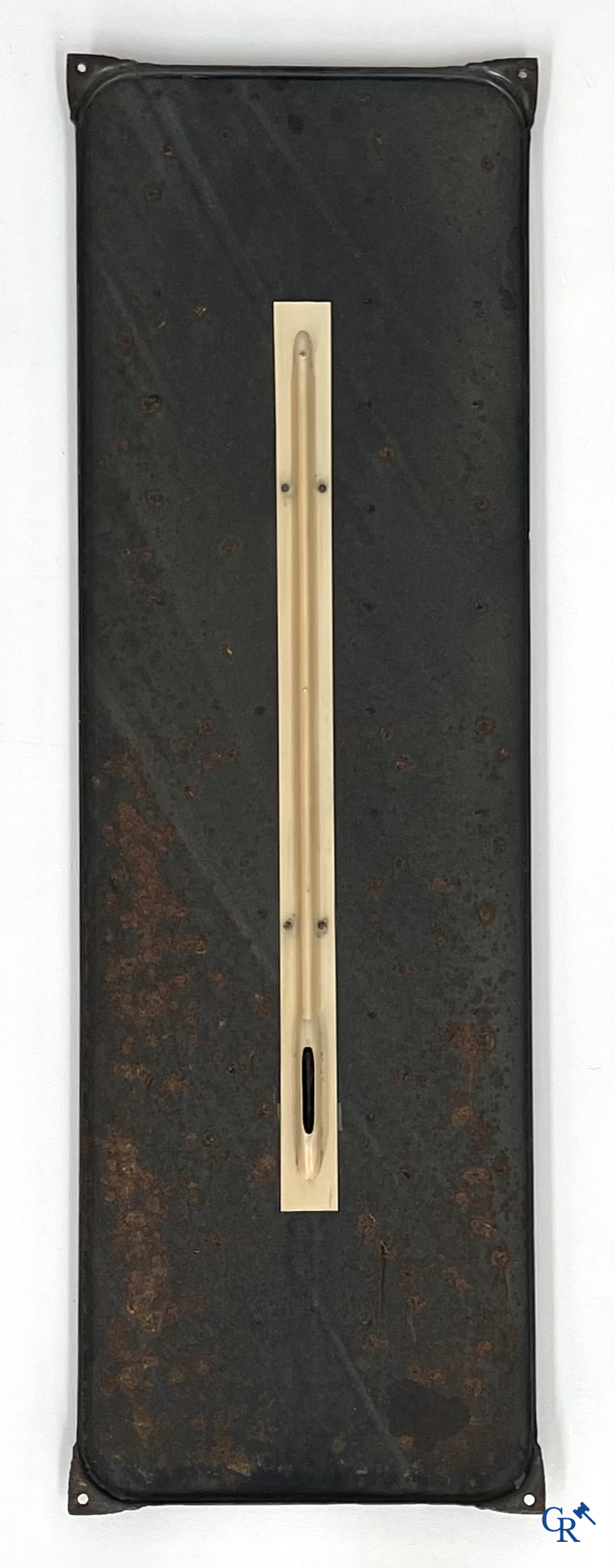 Bougies Eyquem, emaille reclamebord met ingewerkte thermometer. 60'er jaren.