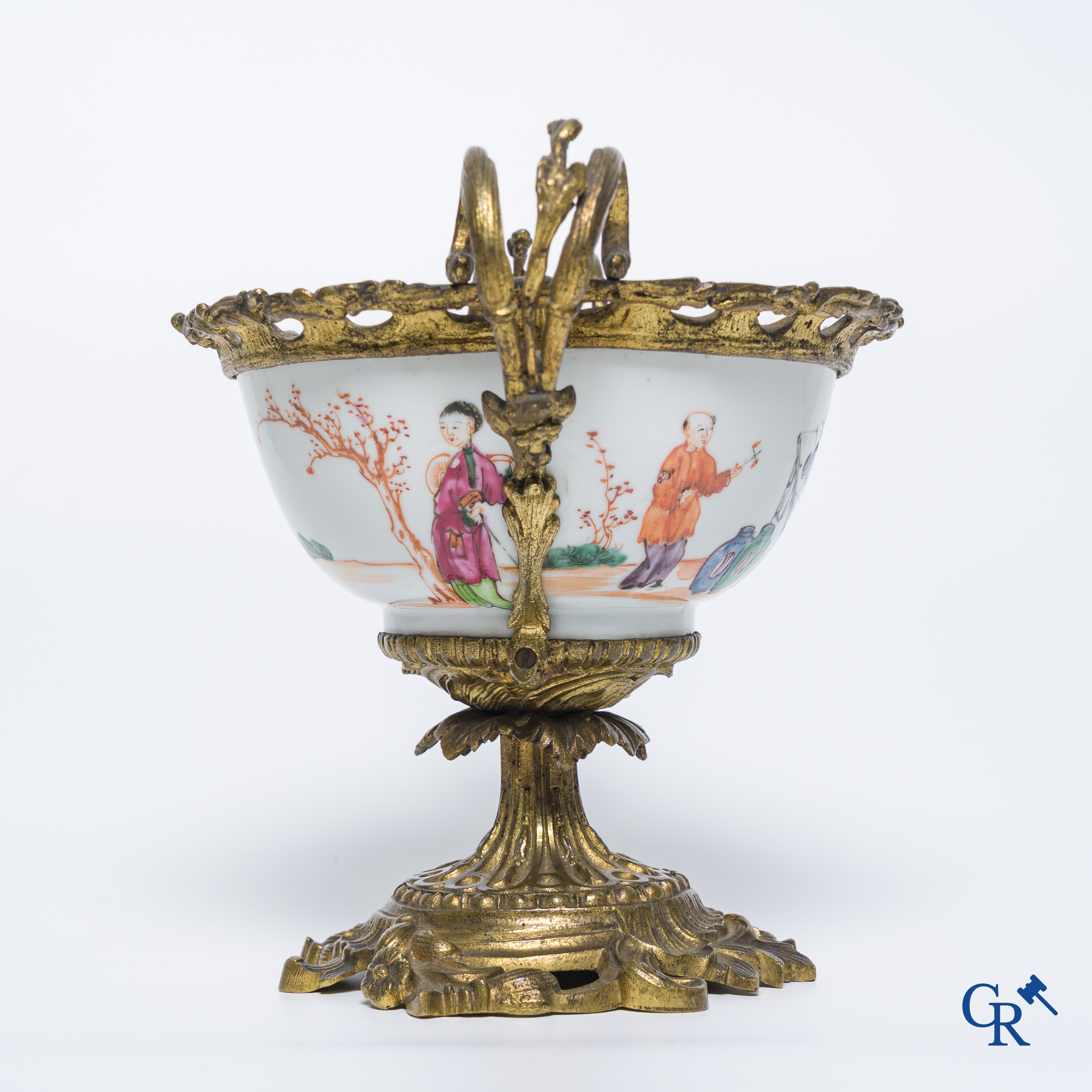 Chinese porcelain: An 18th century gilt-bronze mounted bowl in Chinese export porcelain.