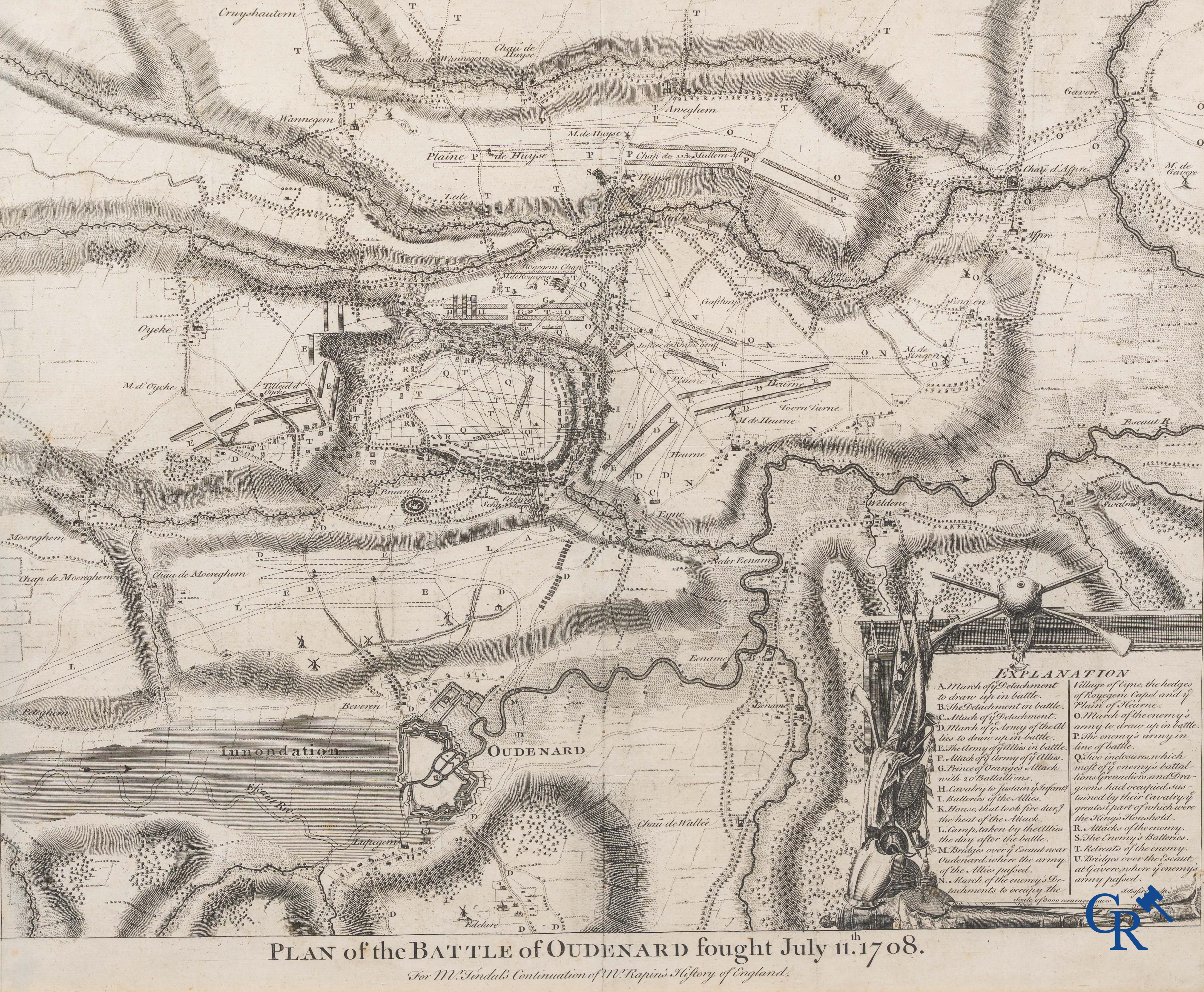 Oudenaarde, 7 antique maps, including battle plans, city and wall plans, etc. 17th-18th century.