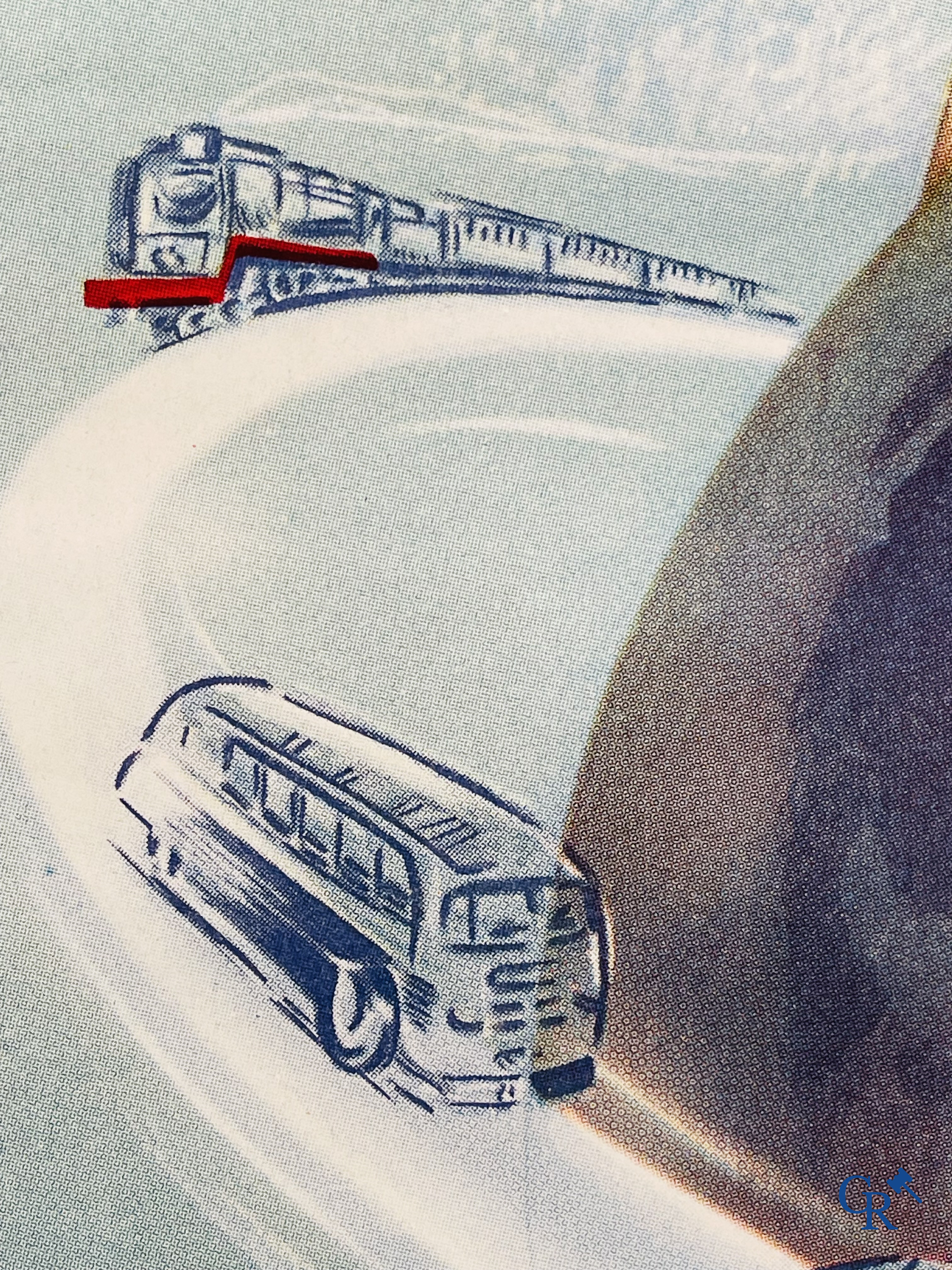 J. Prion, Touring Club De Belgique. Rare publicity poster for the Touring Road Help of Belgium. 1950's.