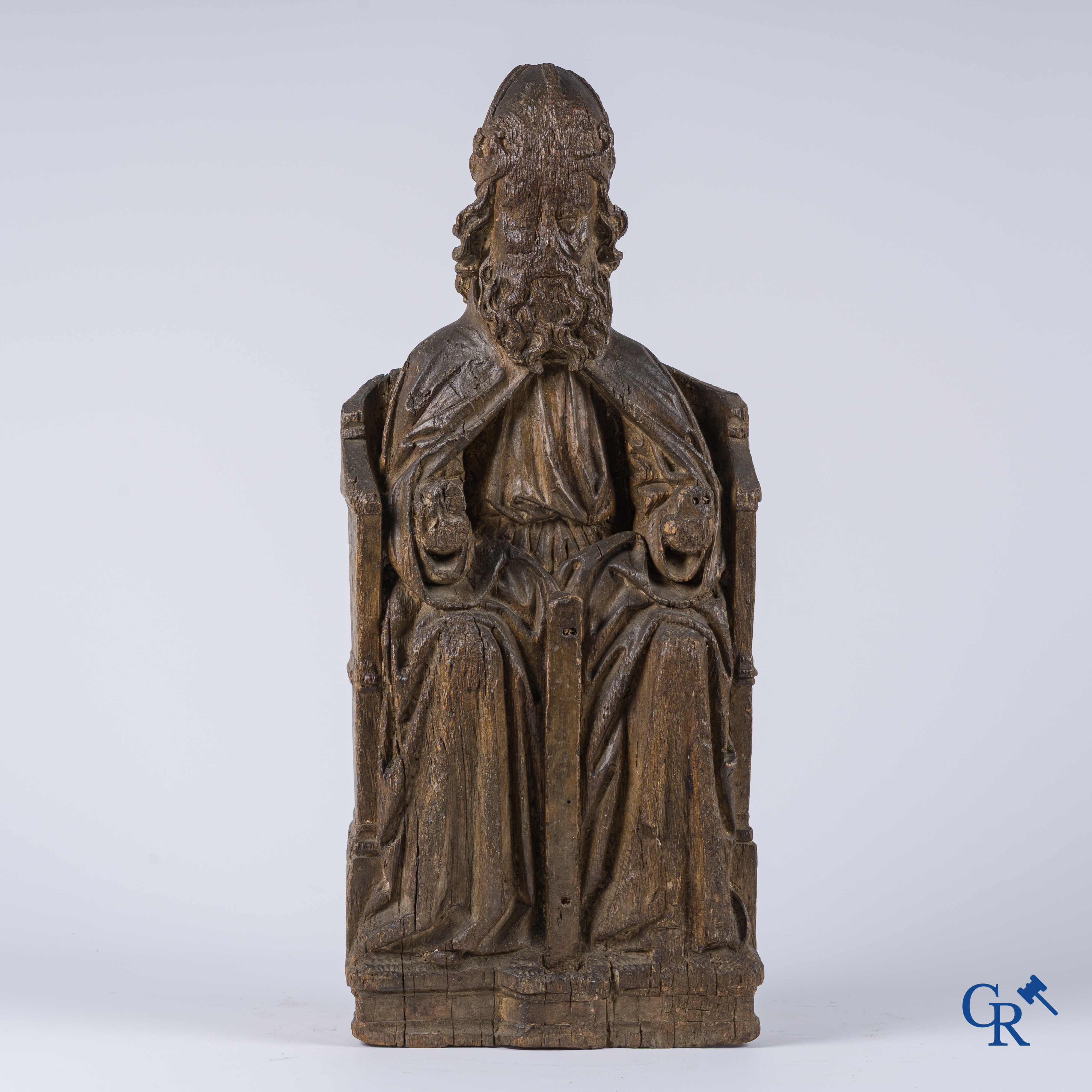 Religieuze objecten. Een houtsculptuur van God de Vader. Vlaanderen 16e eeuw.