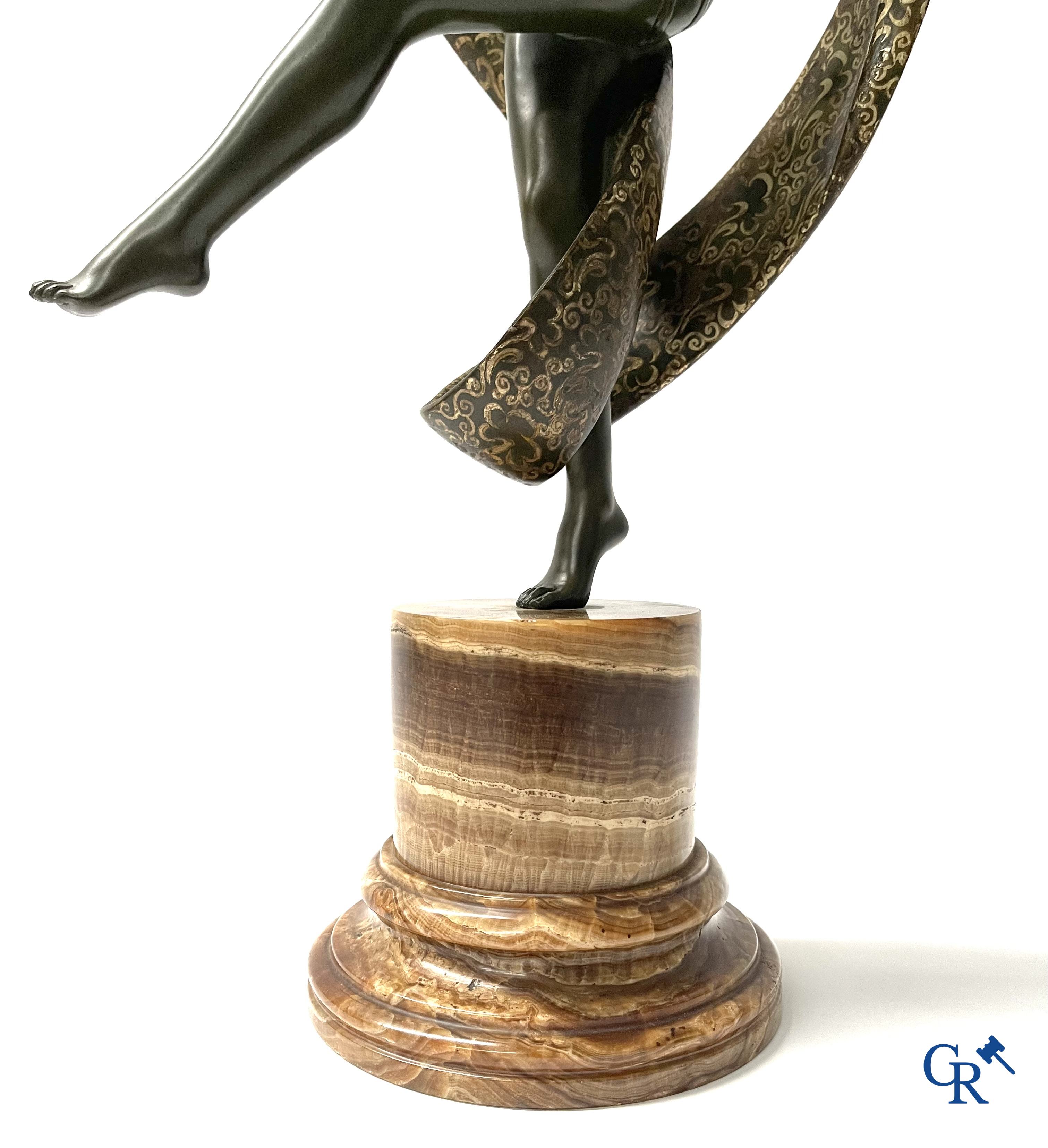 Fanny Rozet (1881-1921), Art Deco sculpture in patinated and damascened bronze. Signed.