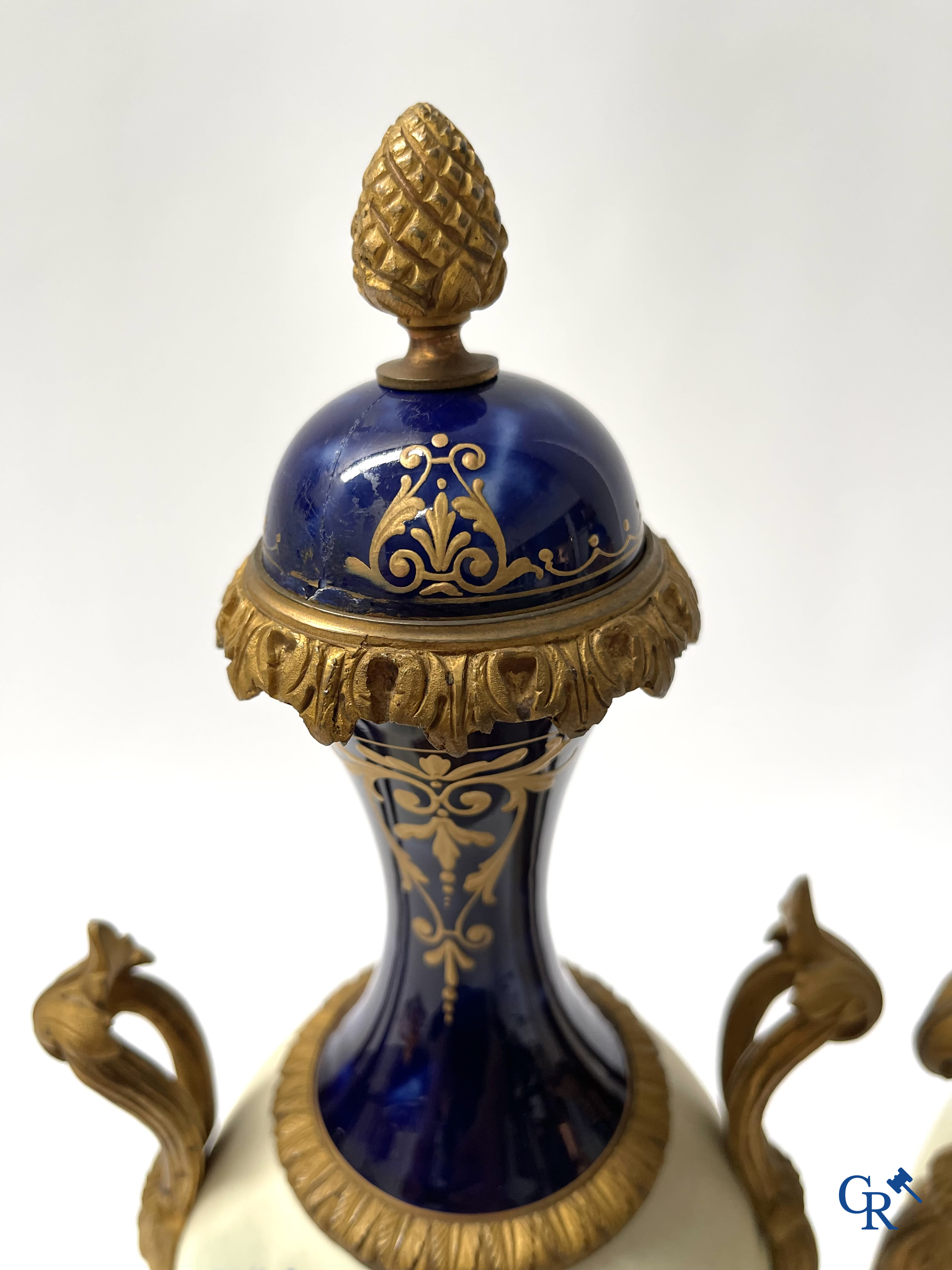 Sèvres. E. Pernodet. Pair of vases in Sèvres porcelain and bronze mounts. Signed, circa 1900.