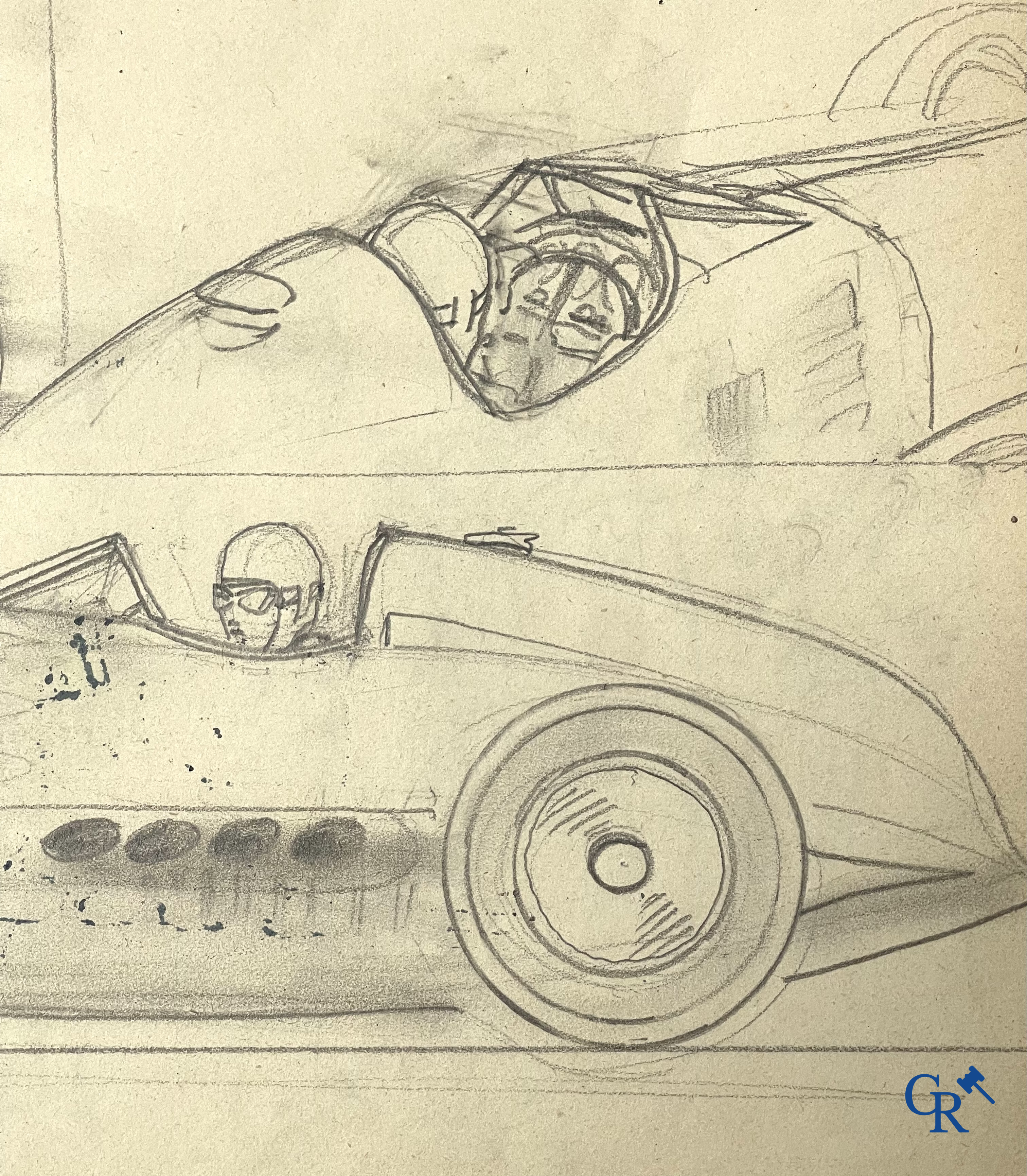 Géo Ham, (Georges Hamel, 1900-1972) "Bolide" Esquisse, crayon sur papier. Années '30.