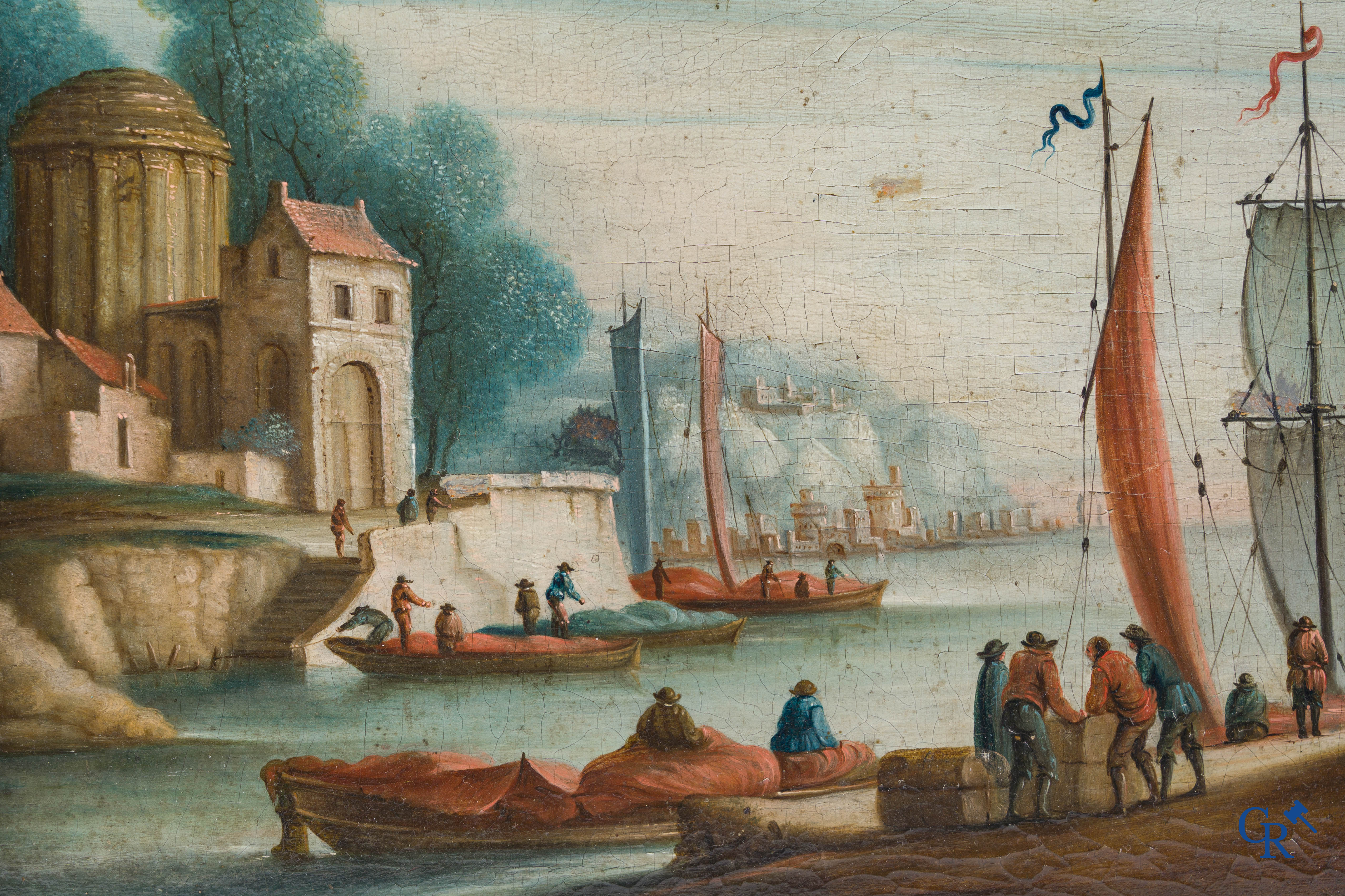 Painting, Harbour view, Oil on panel, 18th century.