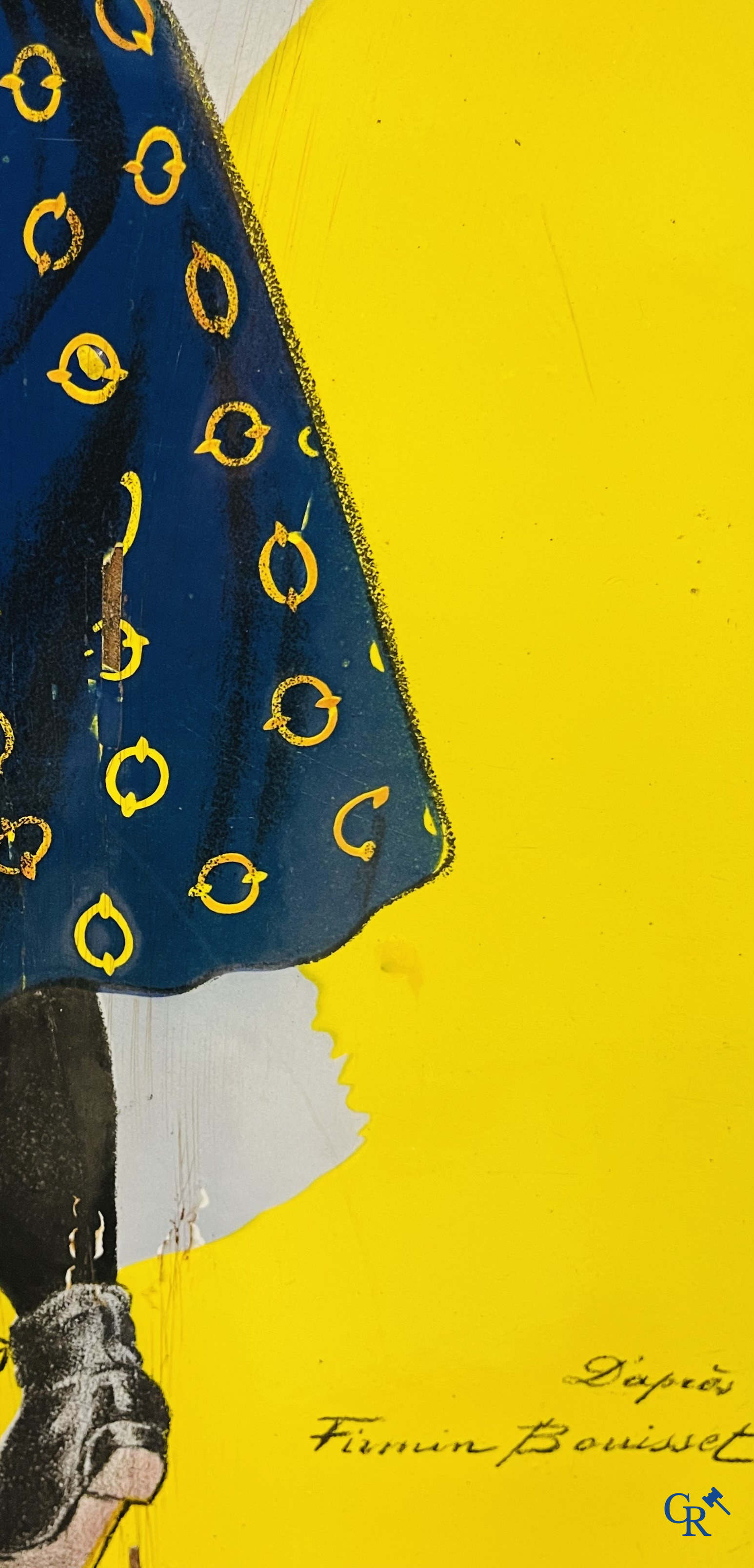 Chocolat Menier, "éviter les contrefaçons", emaille reclamebord naar een ontwerp van Firmin Bouisset.