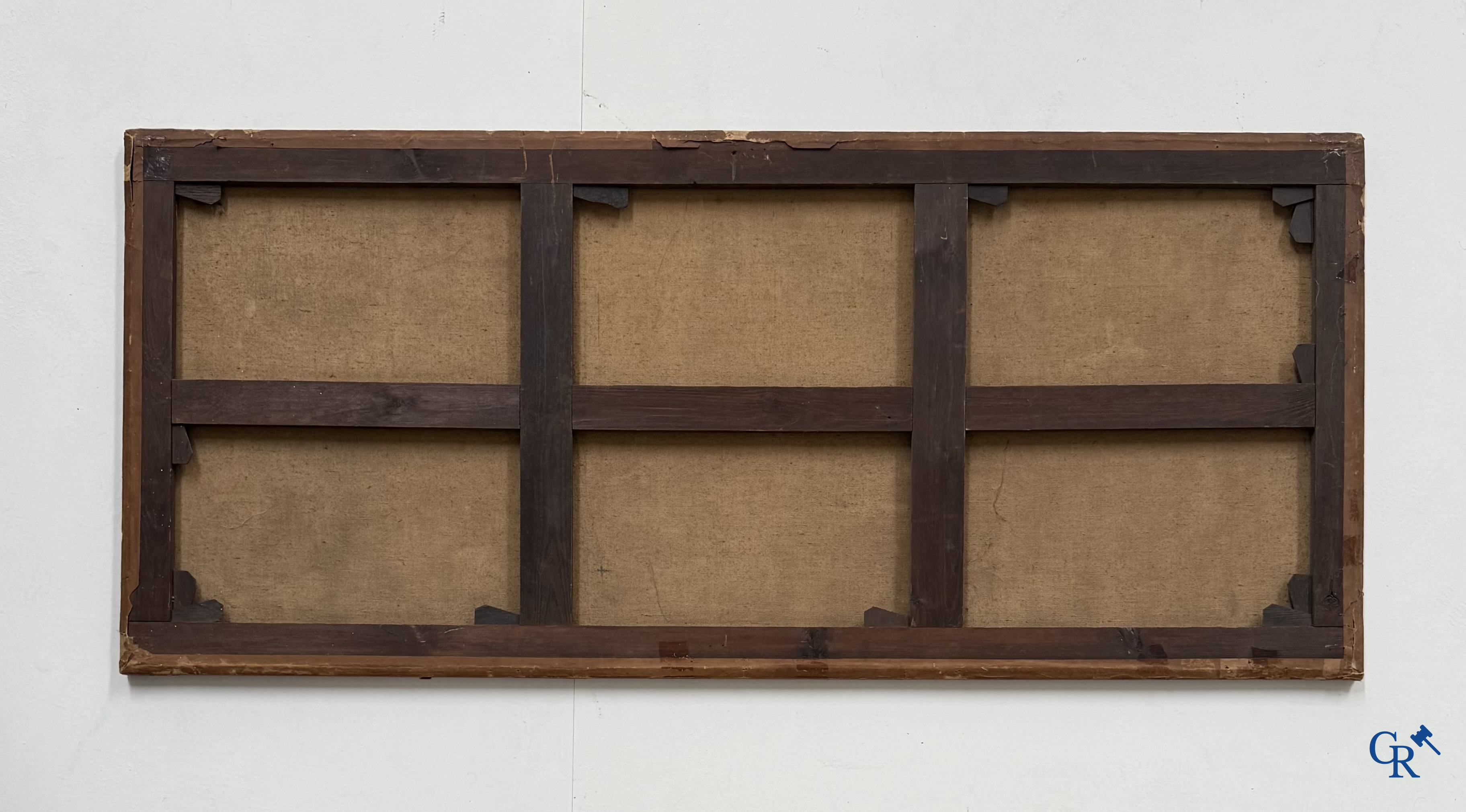 Painting. Harbour view with a Dutch flagship. Oil on canvas, 18th century.