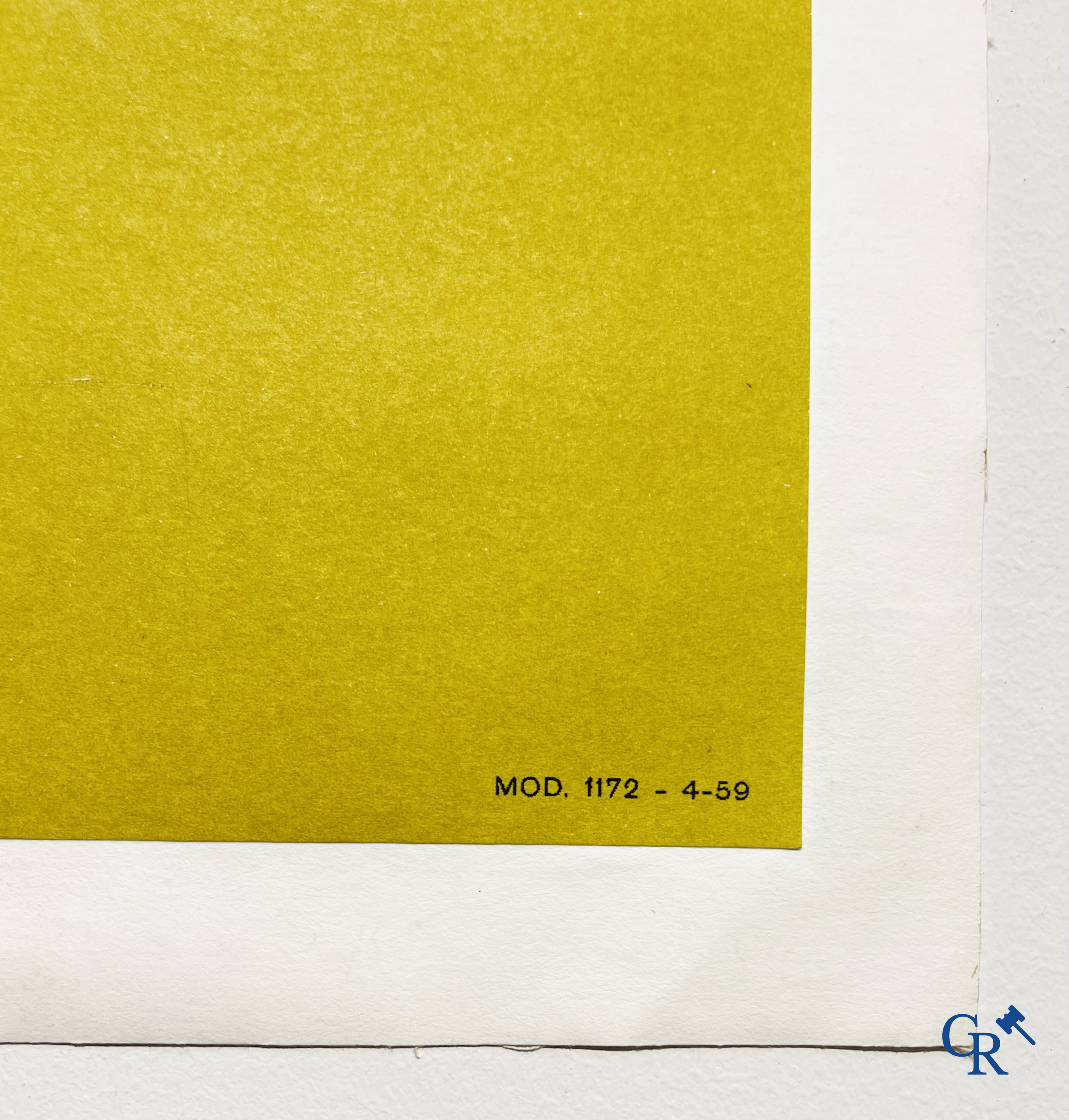 Michelin, original poster for Michelin motorcycle tyres, in aluminium frame. Verga-Milano 1959.