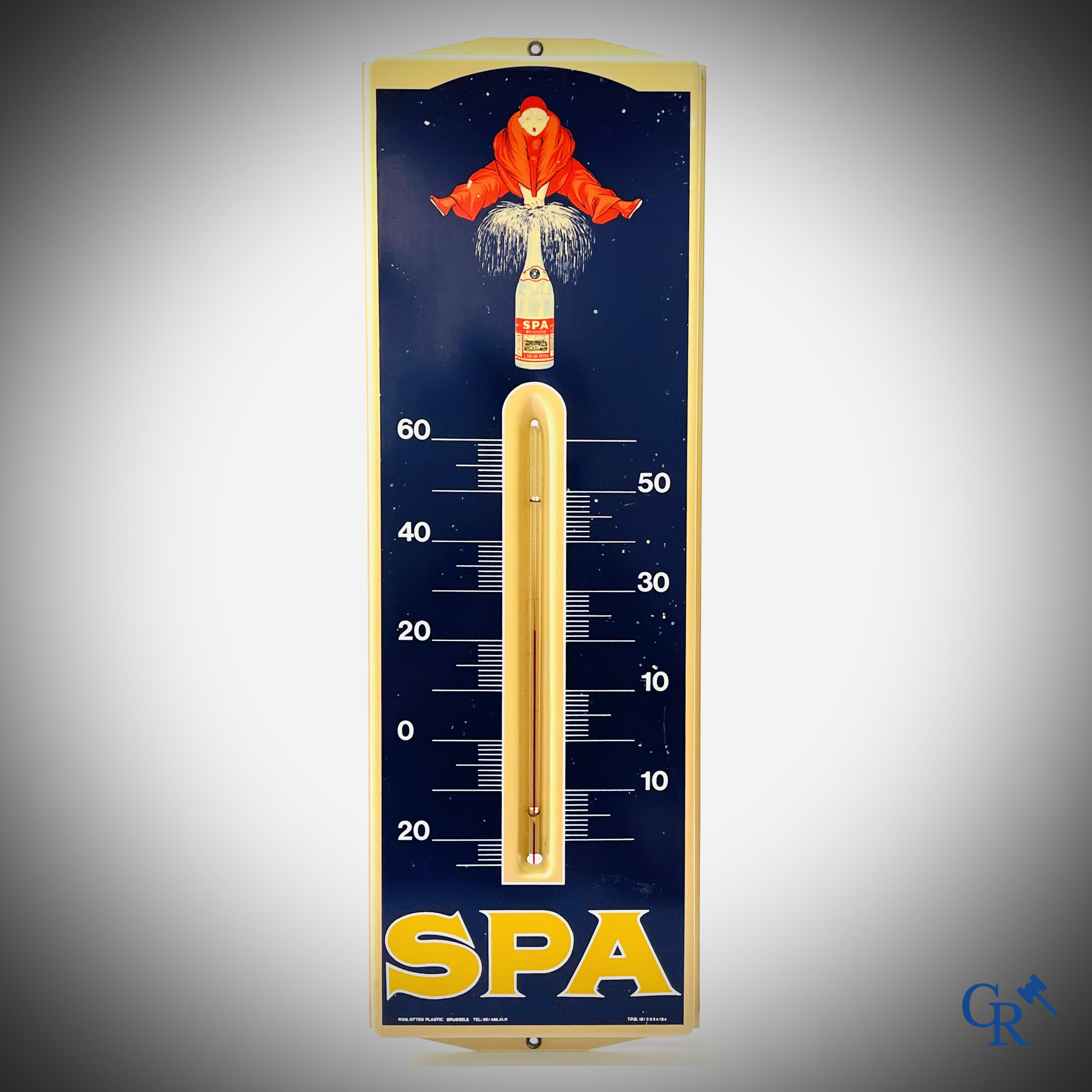 Spa, Advertising thermometer in hard plastic for Spa water. Rare younger version from the 80's. Rob. Otten. 1984.