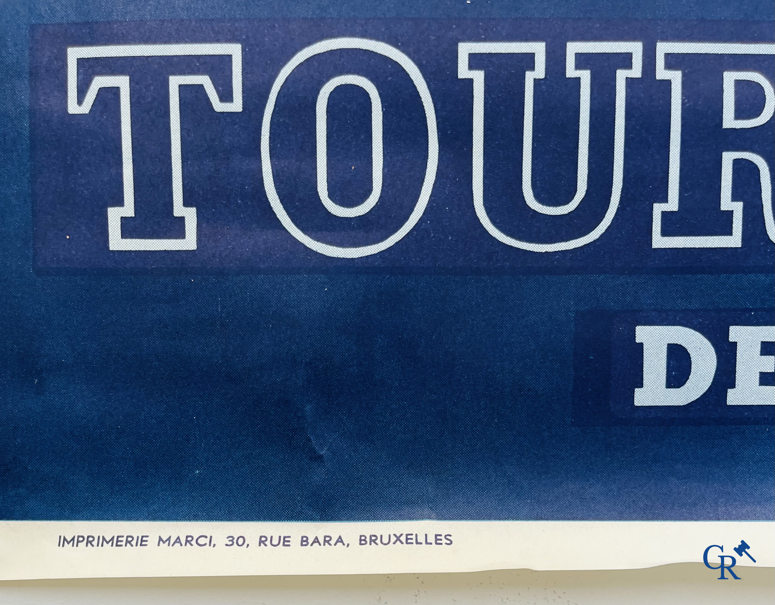 J. Prion, Touring Club De Belgique. Rare publicity poster for the Touring Road Help of Belgium. 1950's.