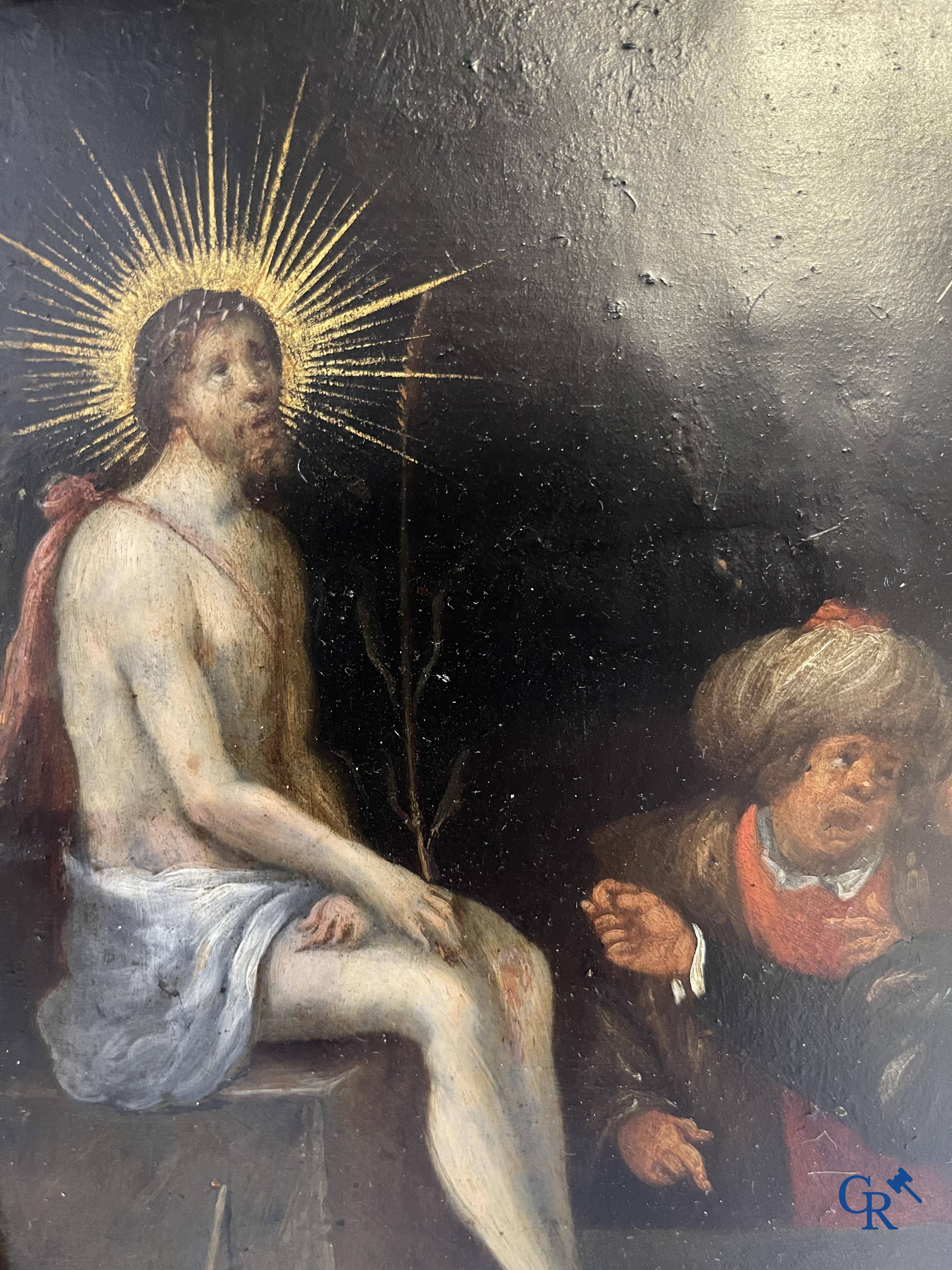 Peinture: Anvers, XVIIème. La moquerie du Christ.
