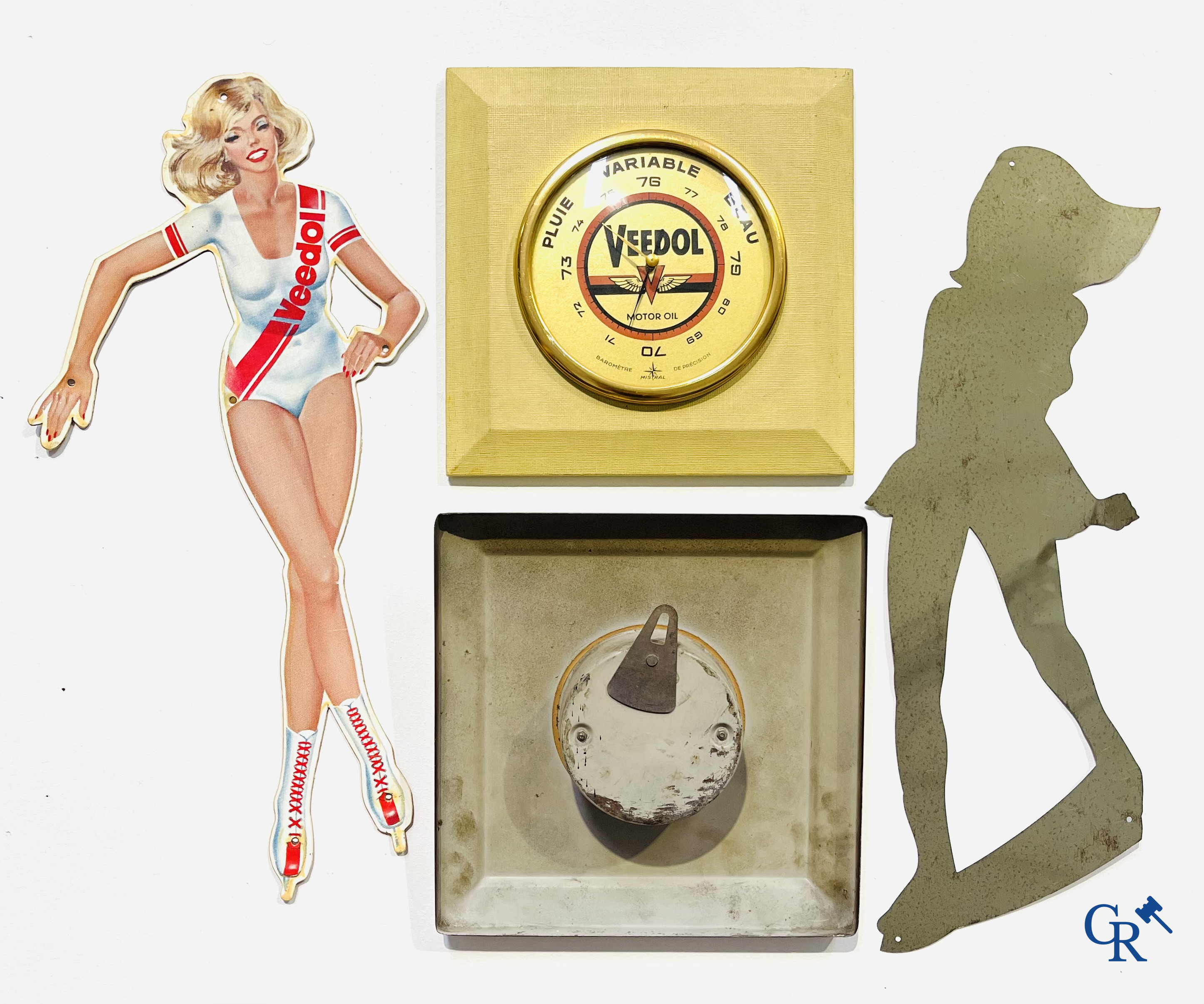 Veedol, een kavel met verschillende reclame objecten voor Veedol motor olie. 50'er-60'er jaren.