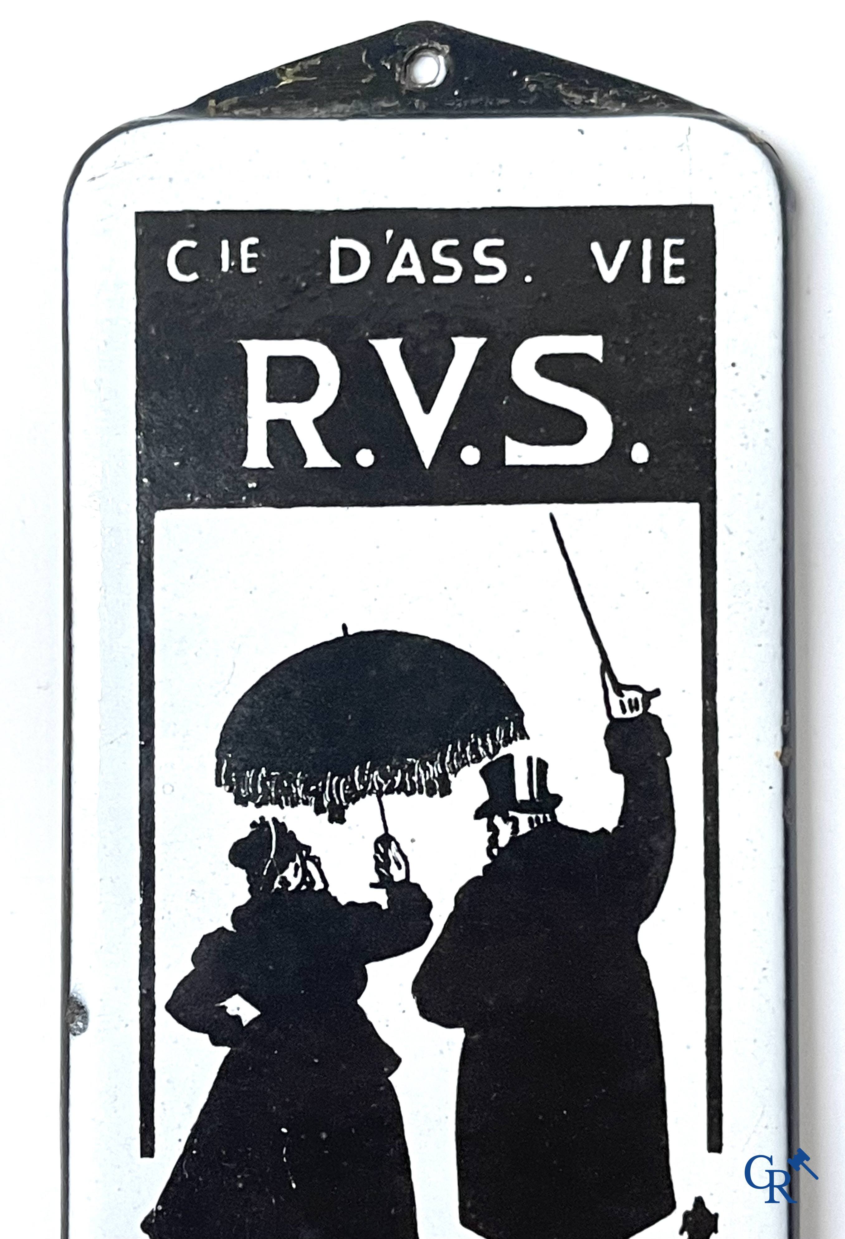 RVS, an enamel door publicity sign designed by Tjeerd Bottema. Emaillerie Koekelberg 1949.