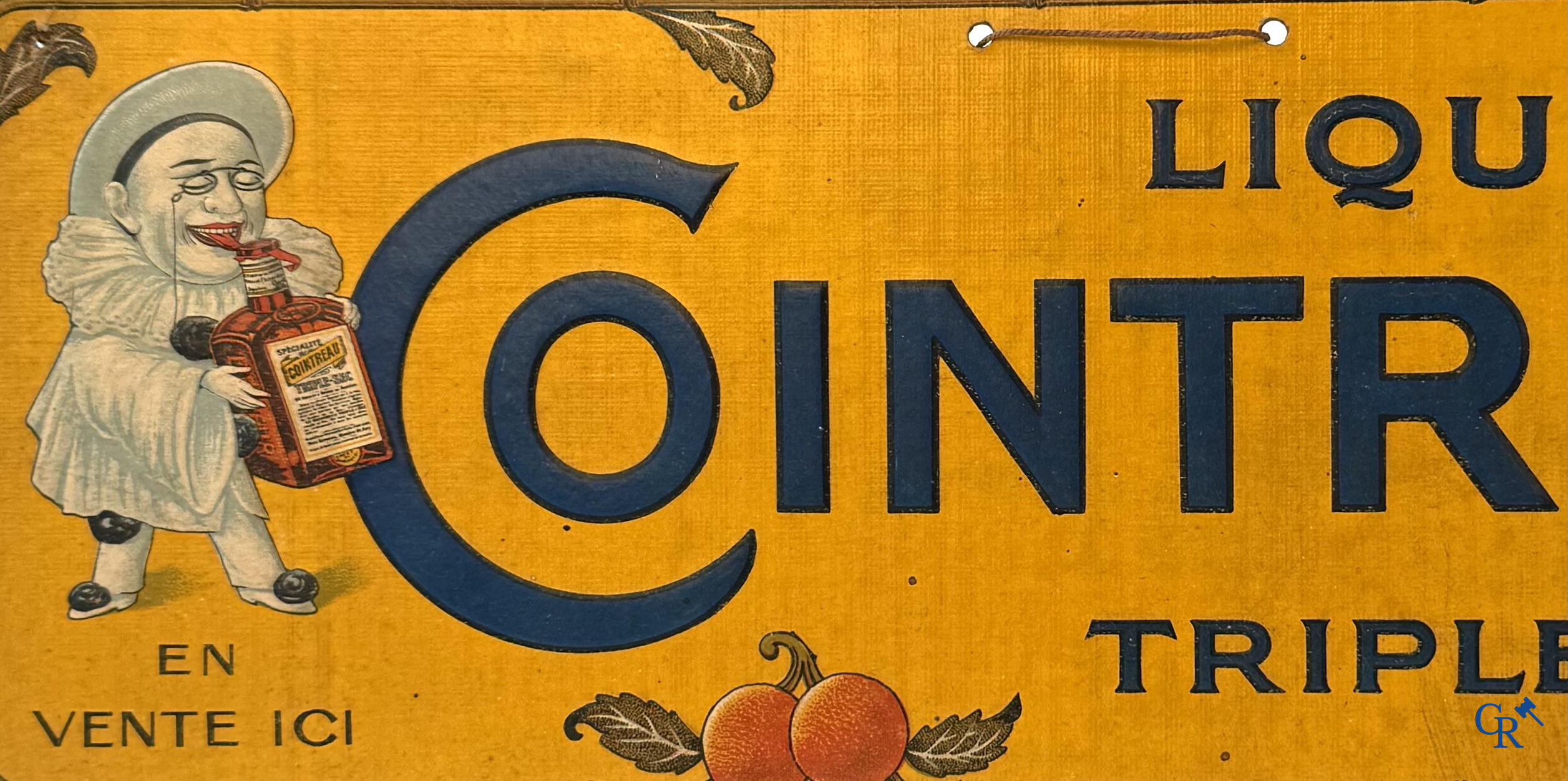 Liqueur Cointreau, Publicity printed on hard cardboard for Cointreau triple-sec. 1920's.