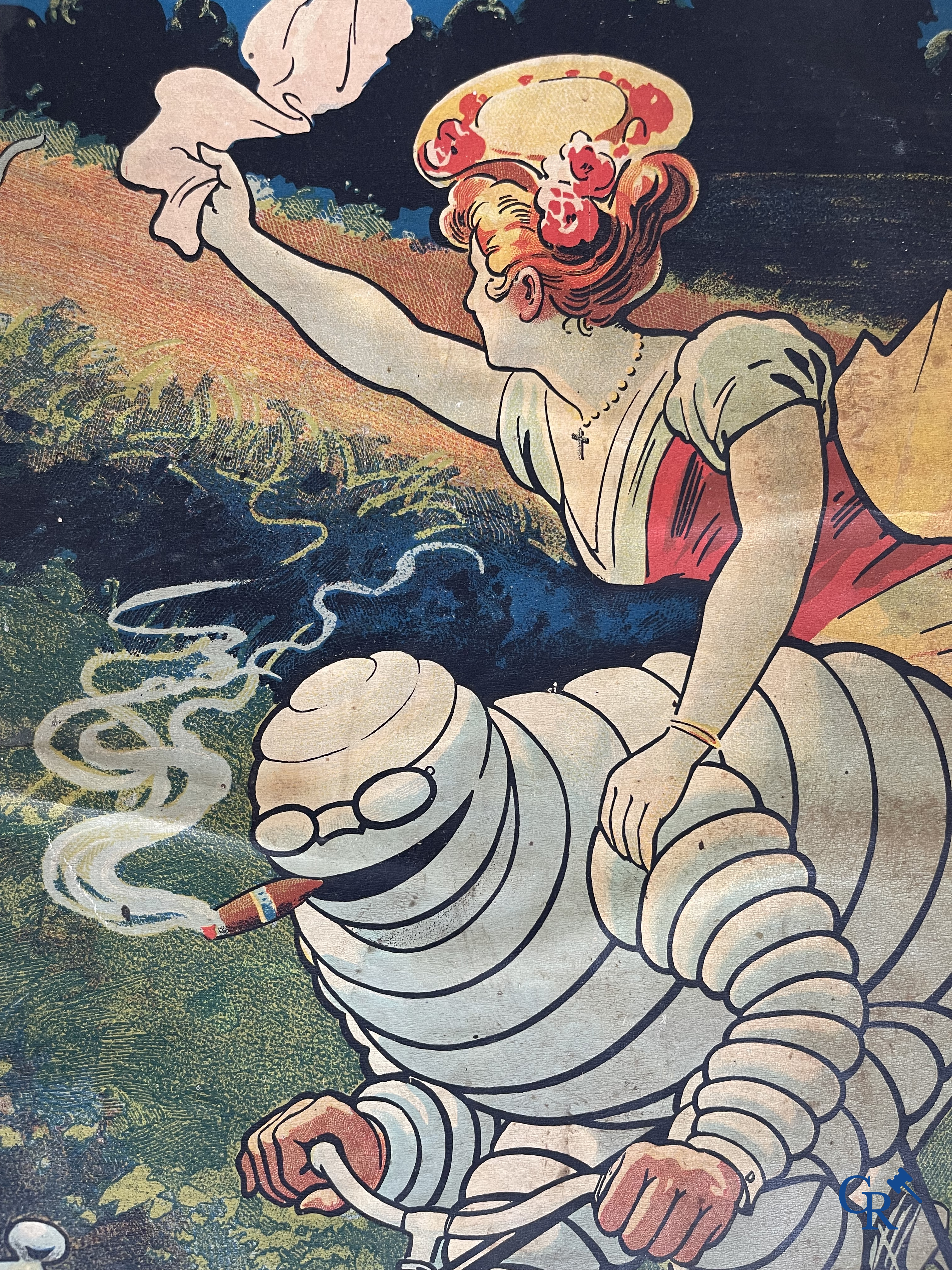 Léon Hingre (1860-1926) Pneu Vélo Michelin. Beautiful poster for Michelin bicycle tires. Around 1910.