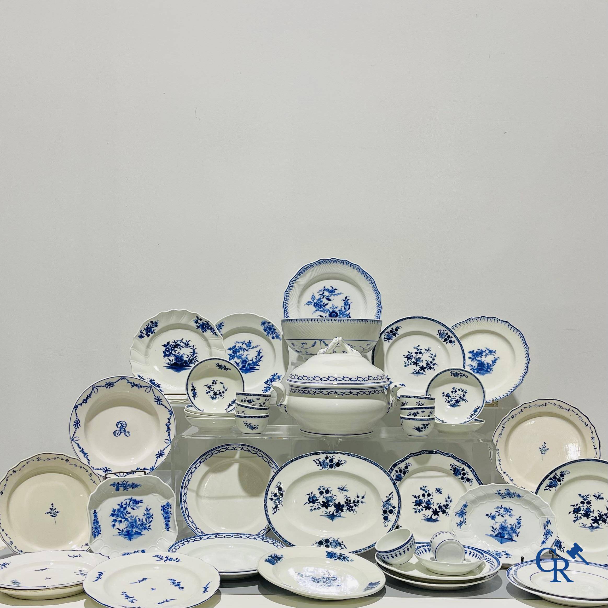 European porcelain, Tournai. A large lot of various pieces of blue and white porcelain and faience. 18th - 19th century.