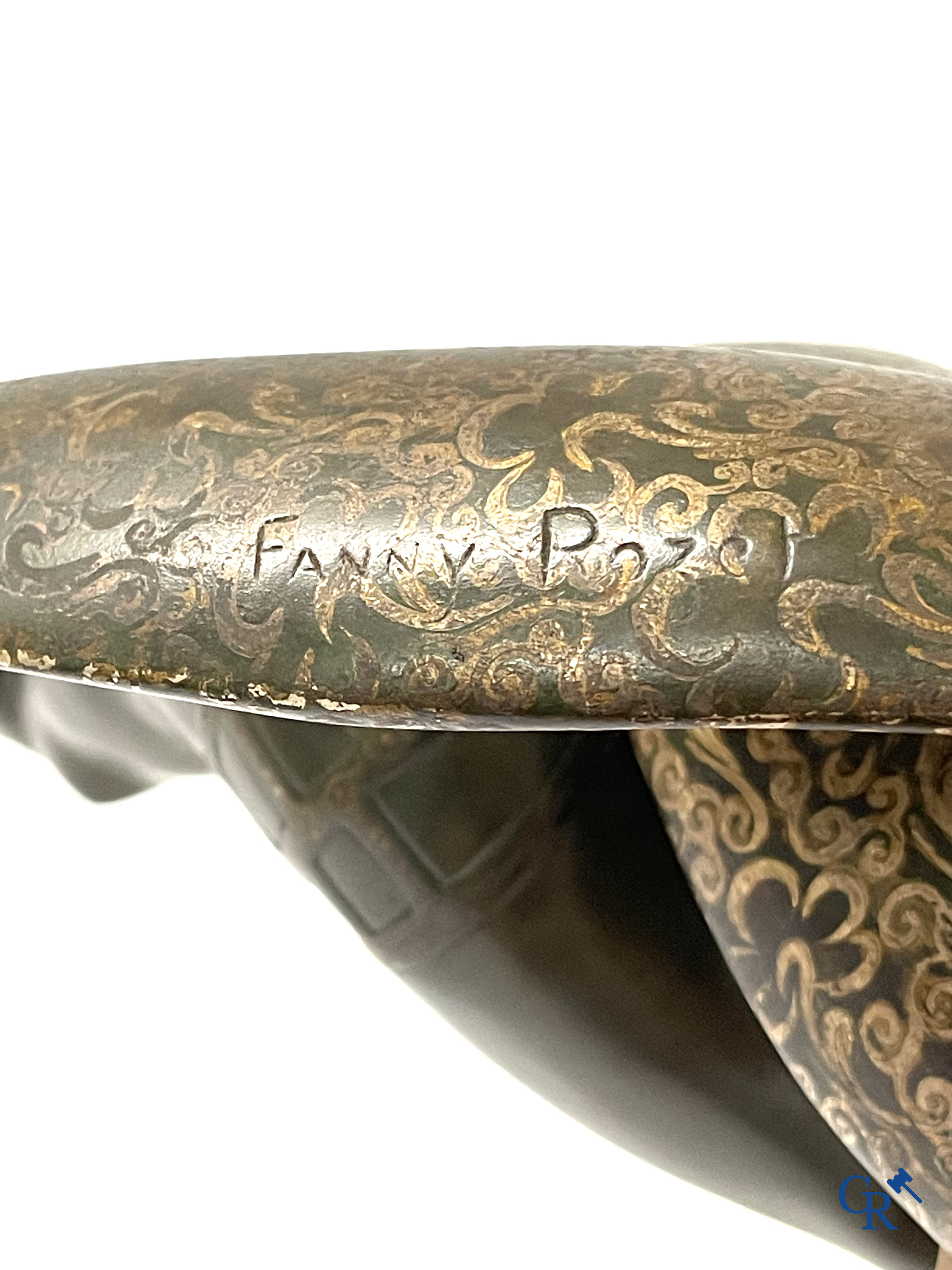 Fanny Rozet (1881-1921), Art Deco sculpture in patinated and damascened bronze. Signed.