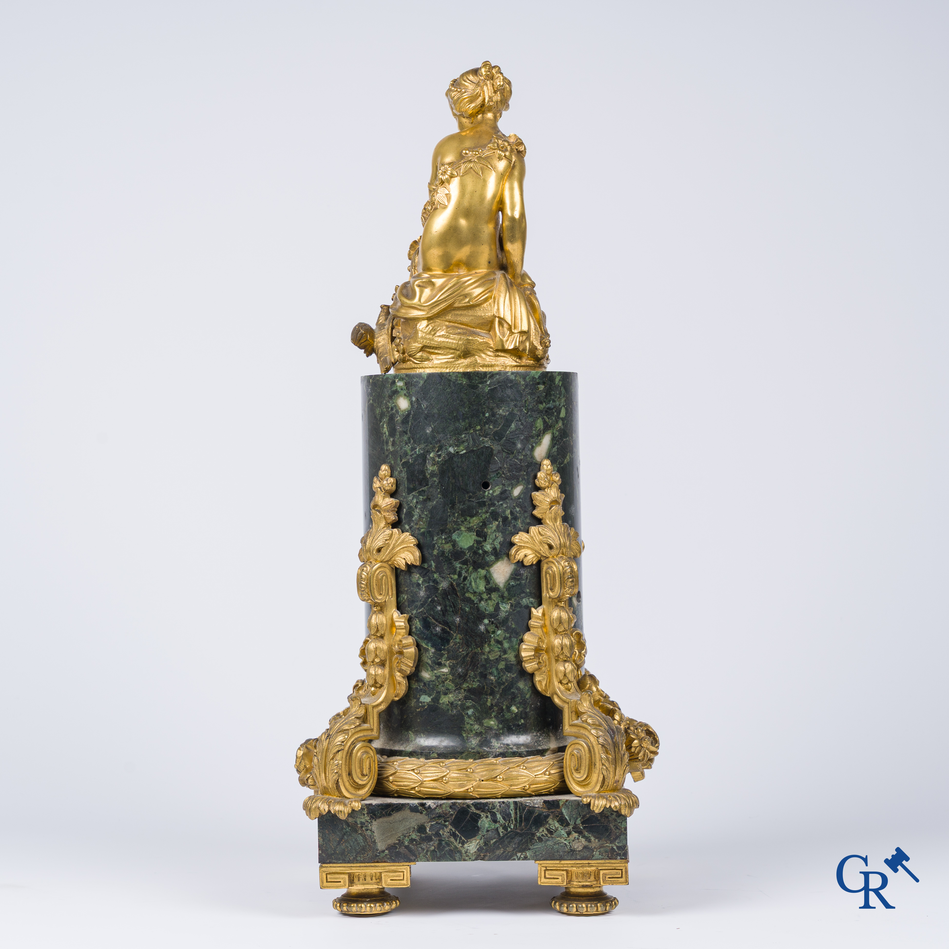 Victor Paillard. Pendule à Cercles Tournantes. Pendulum in green marble and gilded bronze. Circa 1860.