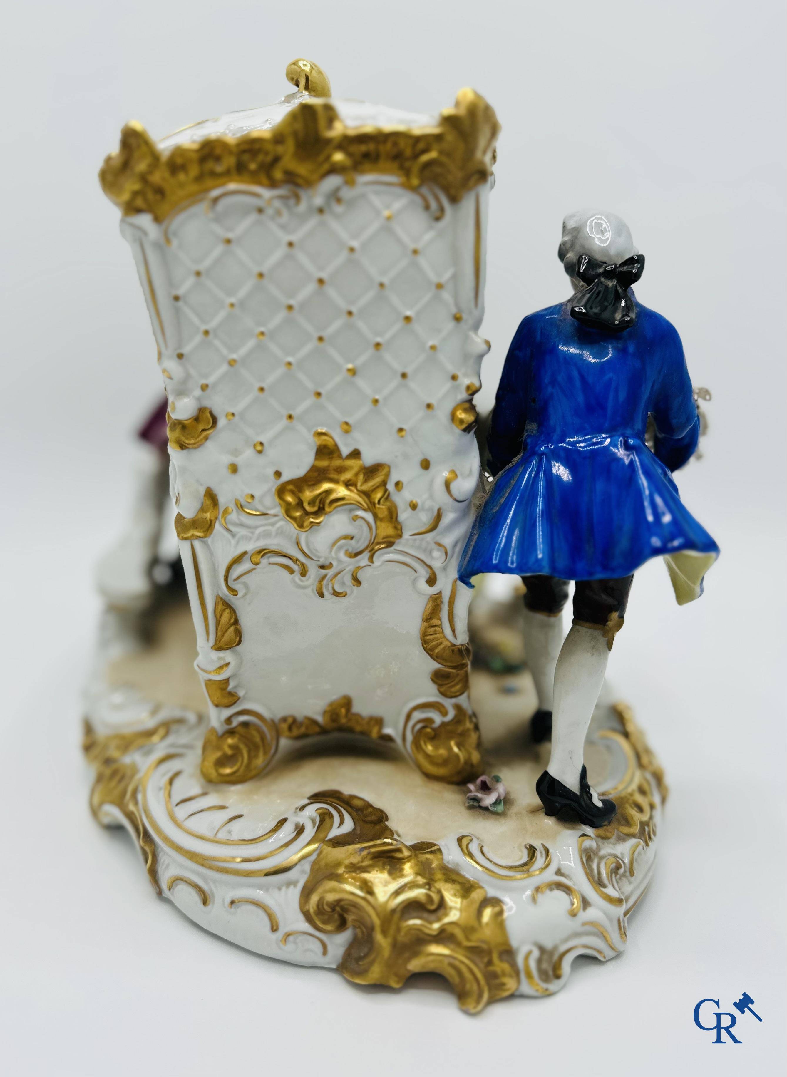 Volkstedt Rudolstadt: 2 Groups in German porcelain in dentelle. (lace porcelain) Marked.